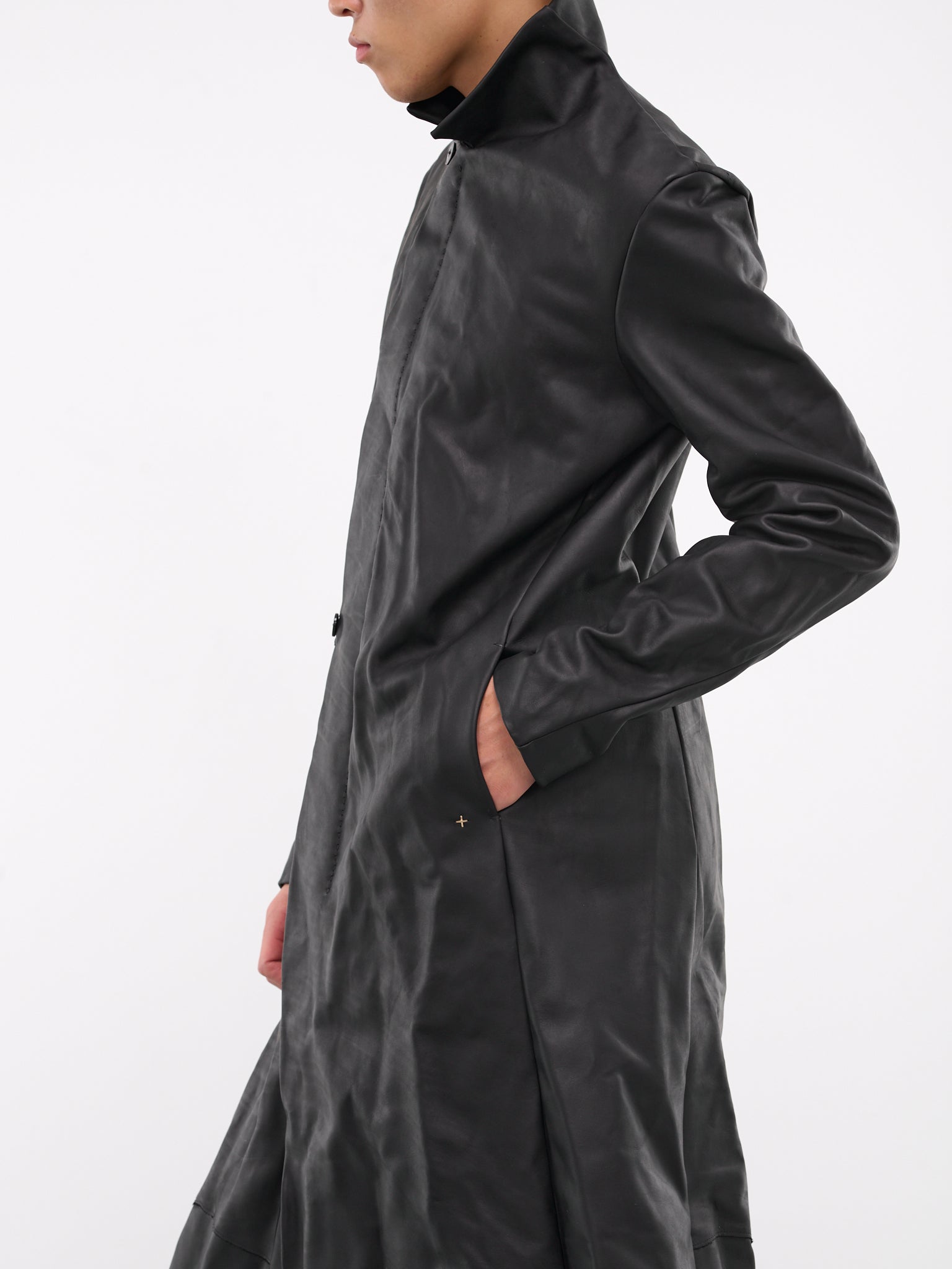 Stand Collar Leather Coat (C125Z-VA-1-0-BLACK)