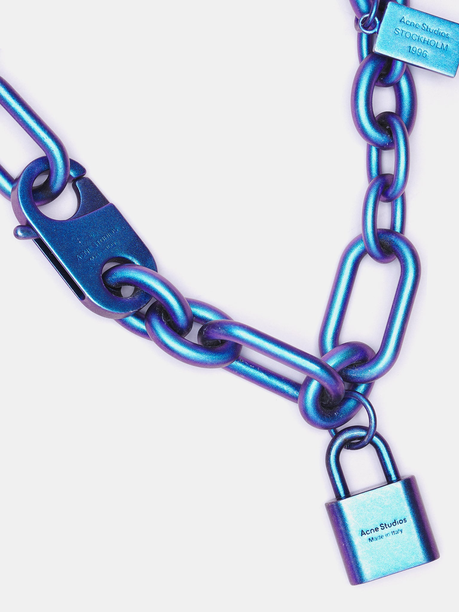 Padlock Chain Necklace (C50441-SILVER-BLUE)