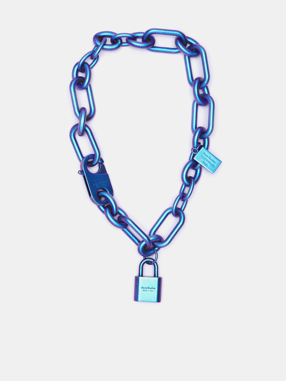 Padlock Chain Necklace (C50441-SILVER-BLUE)