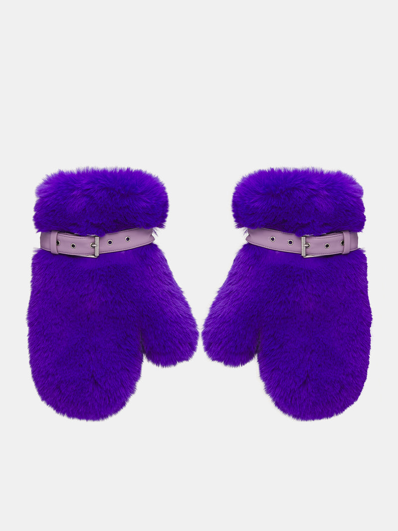 Buckle Faux Fur Gloves (C80207-ADA-PURPLE)