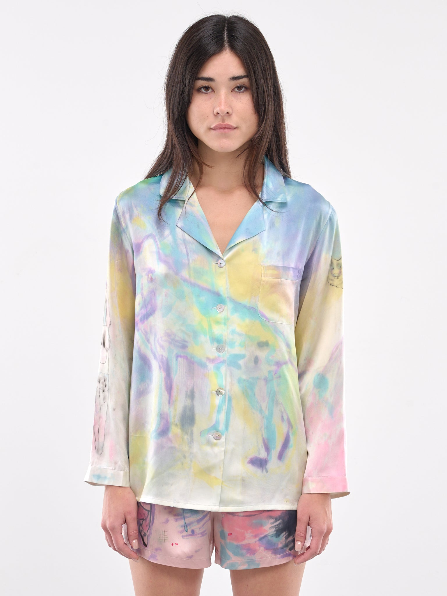 Hand Dyed & Illustrated Shirt (CB24HL08-BEIGE-PINK-MULTI)