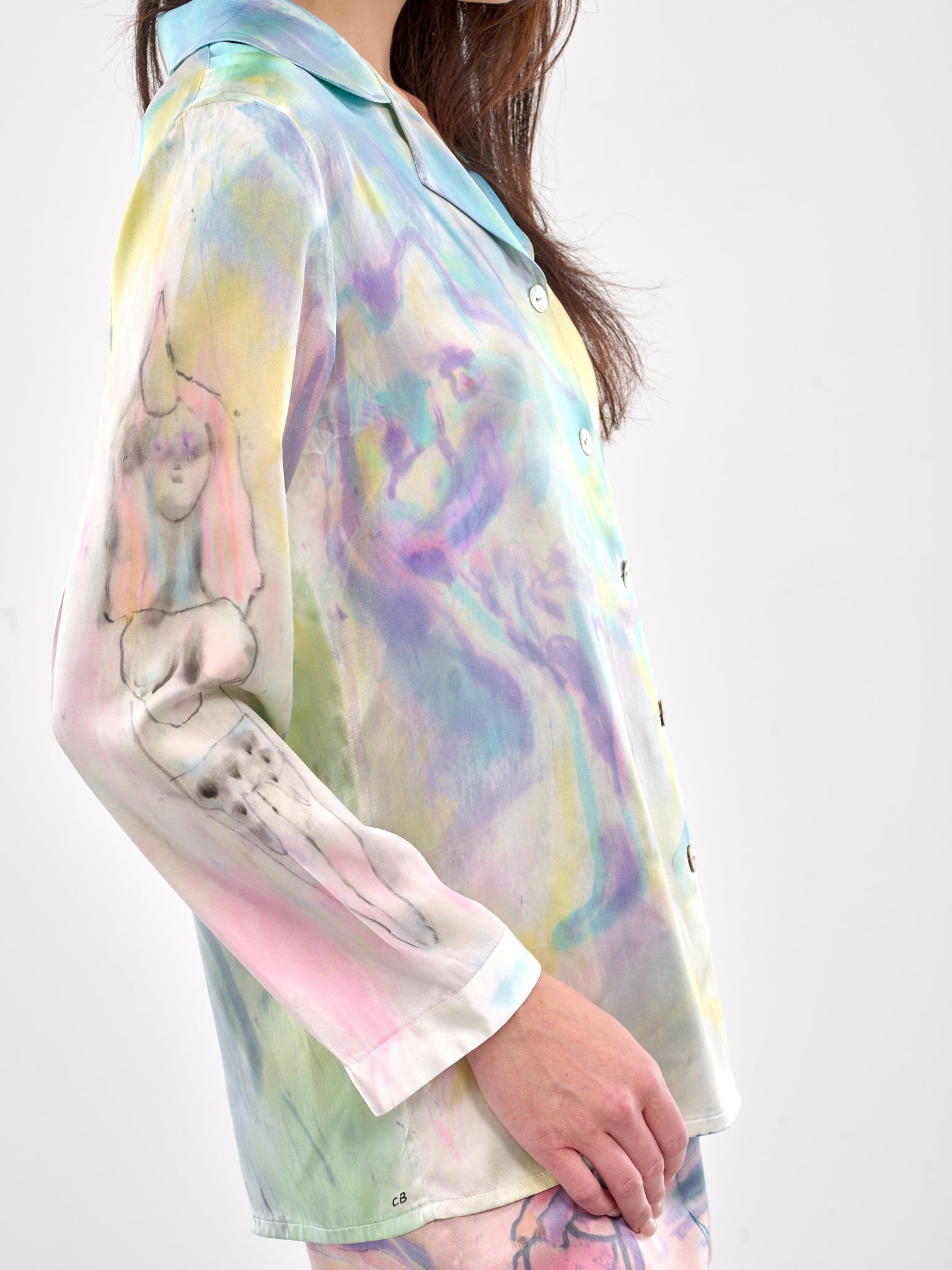 Hand Dyed & Illustrated Shirt (CB24HL08-BEIGE-PINK-MULTI)