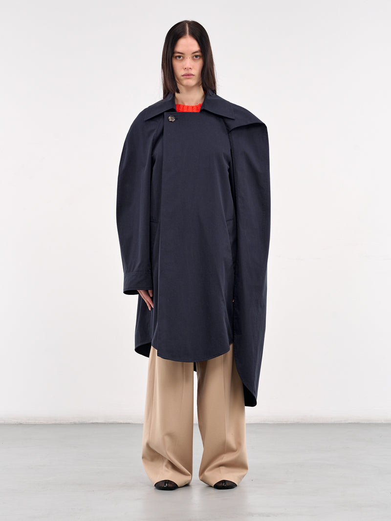 Asymmetric Cape Trench Coat (CO0327-PG0289-BRIGHT-NAVY)