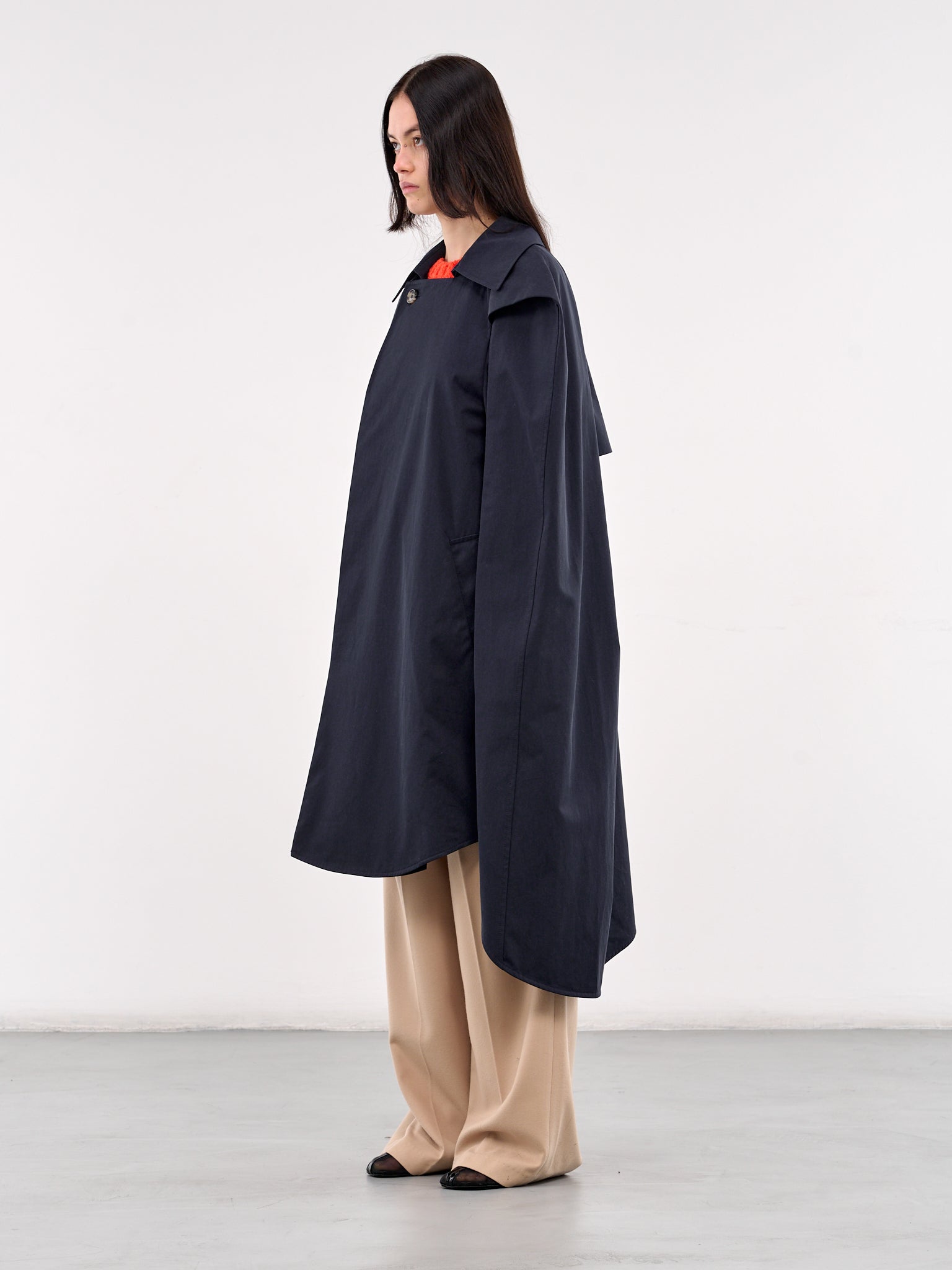 Asymmetric Cape Trench Coat (CO0327-PG0289-BRIGHT-NAVY)