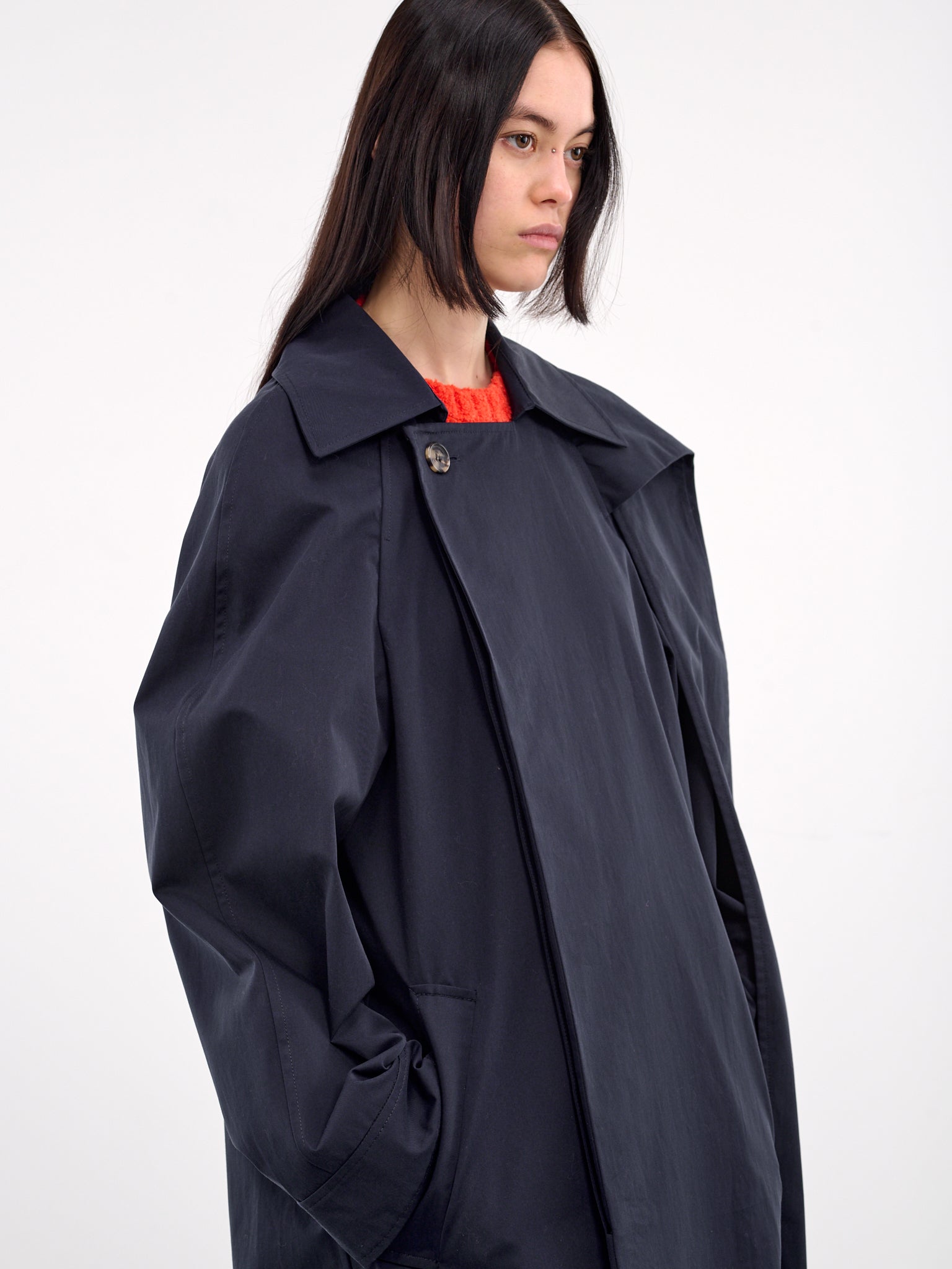 Asymmetric Cape Trench Coat (CO0327-PG0289-BRIGHT-NAVY)