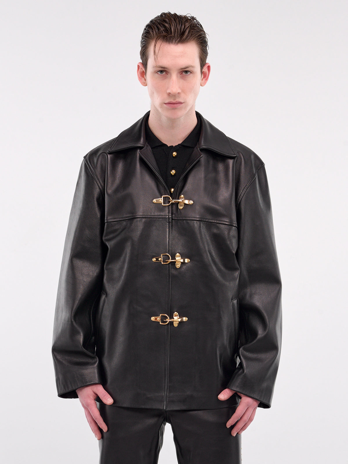 Gold Buckle Coat (CO29L-LE01-BLACK)