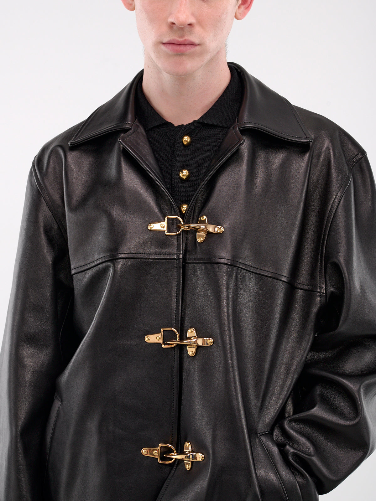 Gold Buckle Coat (CO29L-LE01-BLACK)