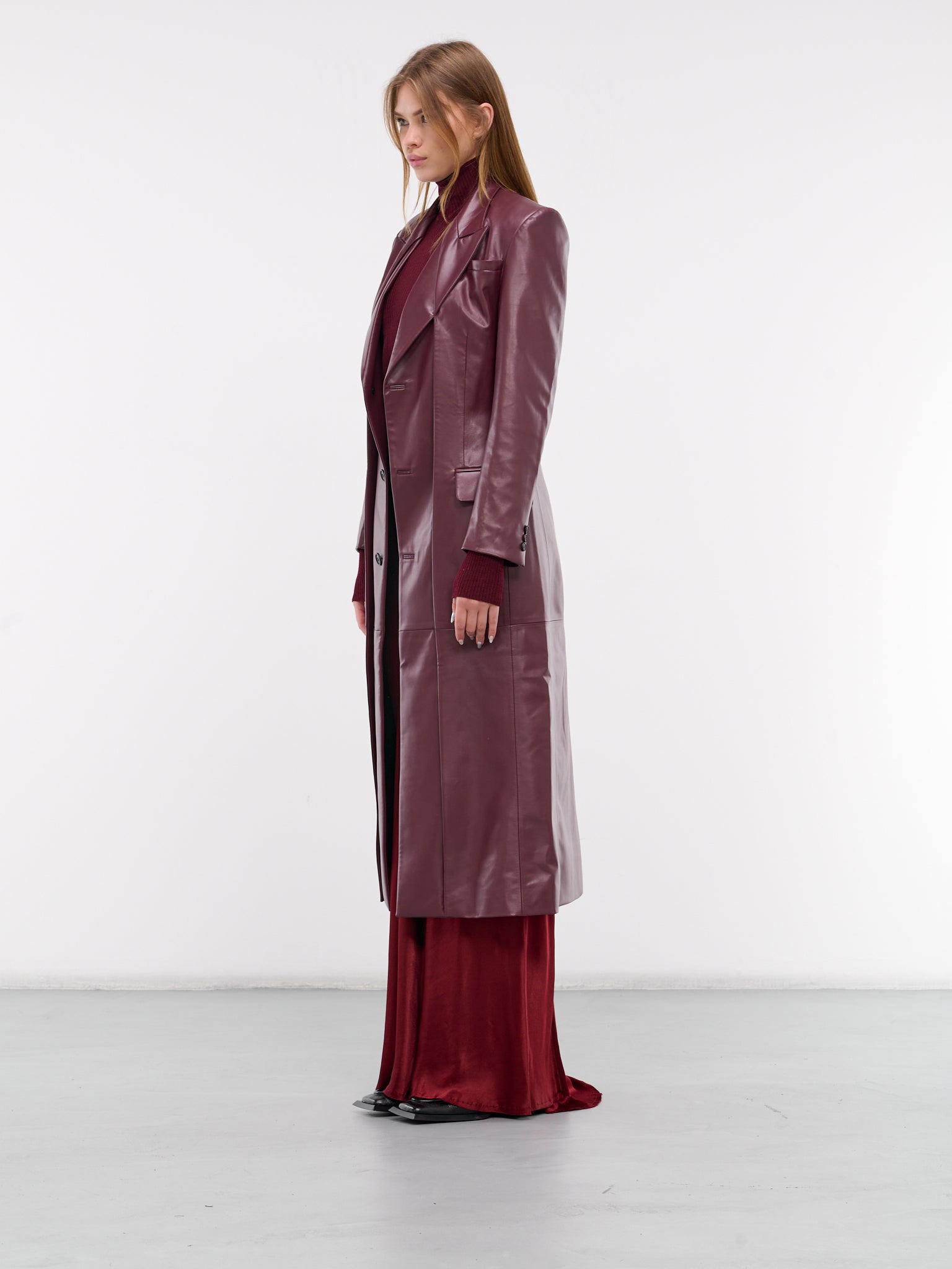 Vegan Leather Coat (COAT5BURG-VL-BURGUNDY)