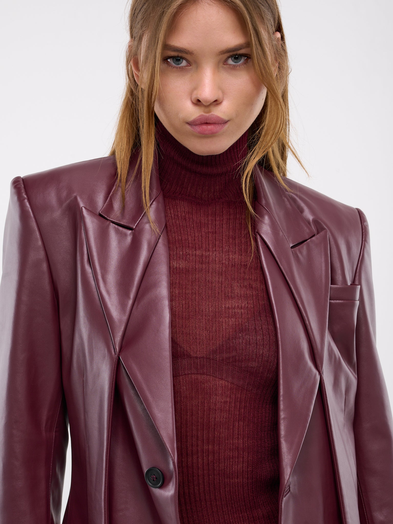 Vegan Leather Coat (COAT5BURG-VL-BURGUNDY)