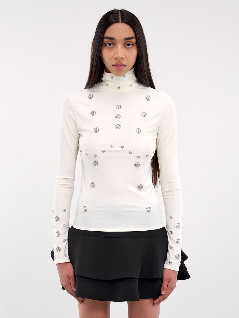 Snaps Turtleneck Top (COPJS112F5021-WHITE)