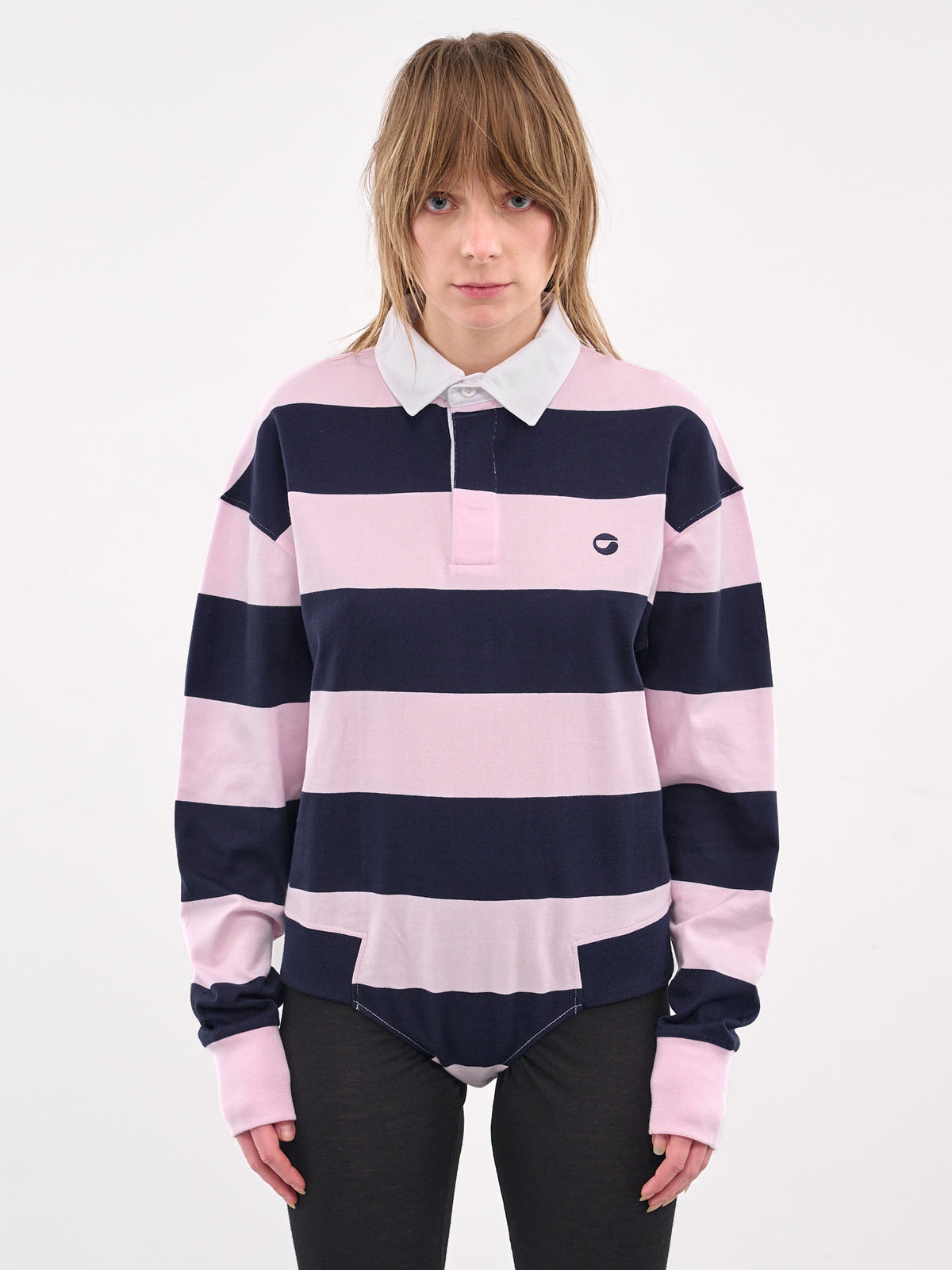 Striped Polo Bodysuit (COPJS116F5026-PINK-BLUE)