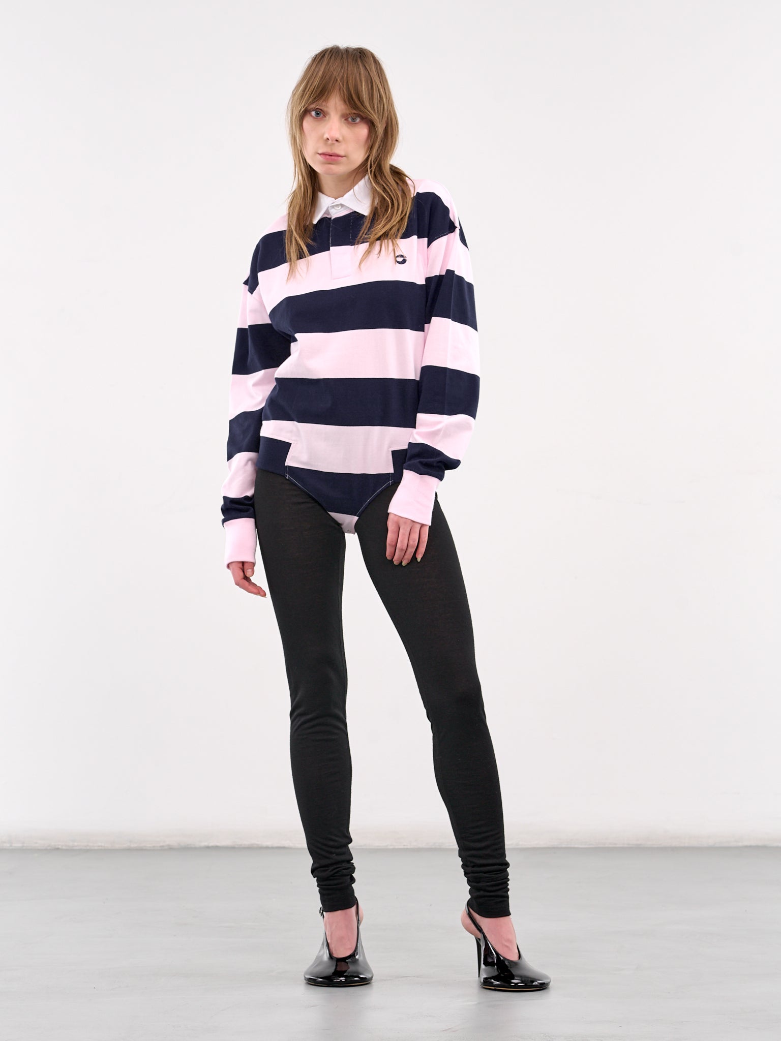 Striped Polo Bodysuit (COPJS116F5026-PINK-BLUE)