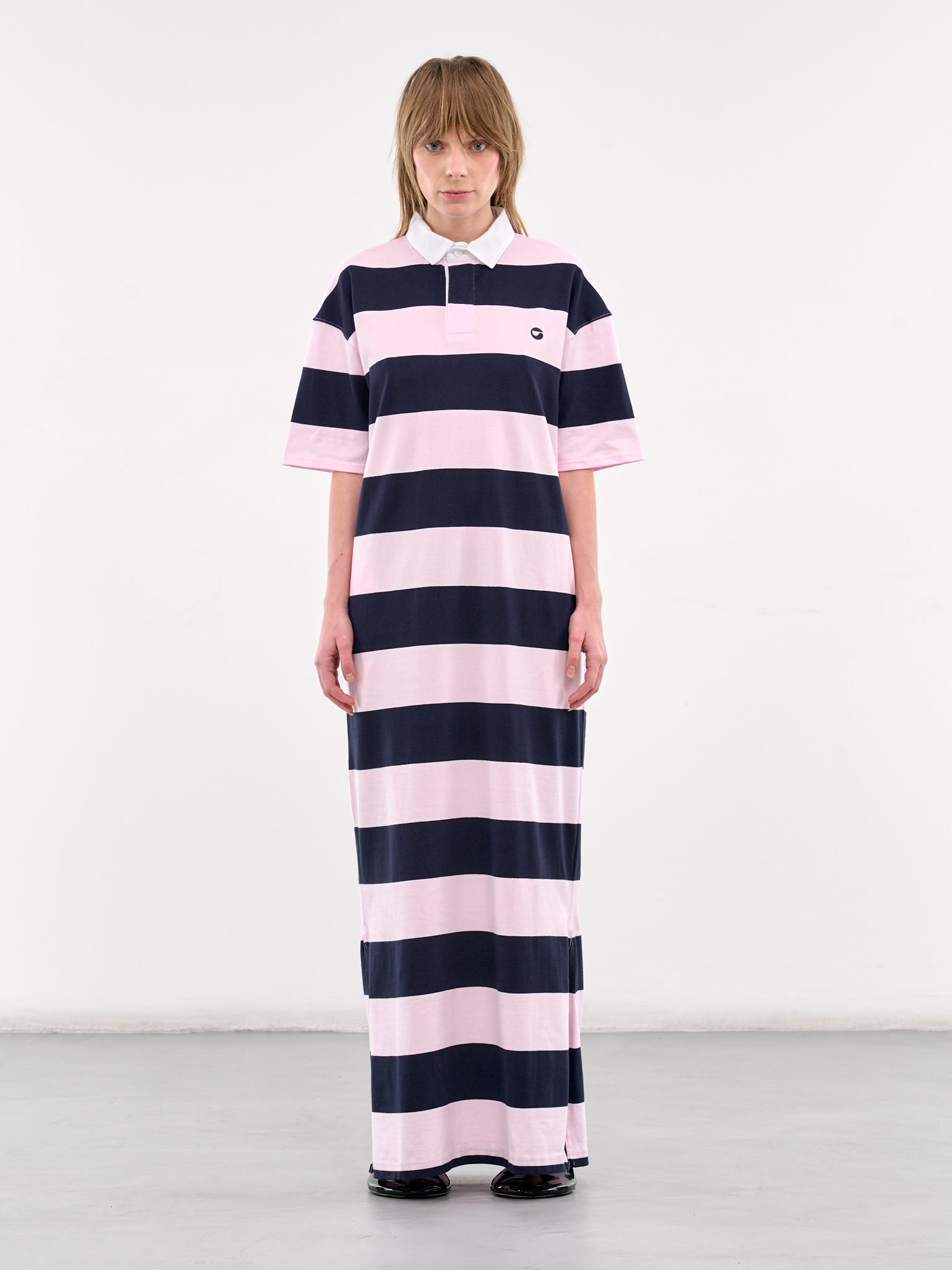 Striped Long Polo Dress (COPJS120F5026-PINK-BLUE)