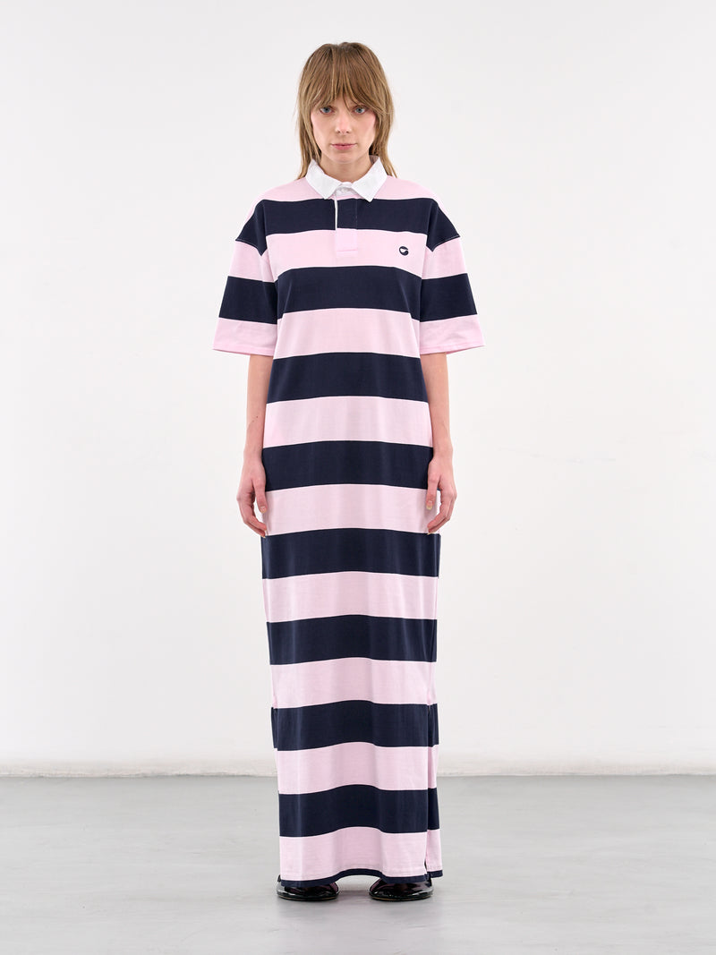 Striped Long Polo Dress (COPJS120F5026-PINK-BLUE)