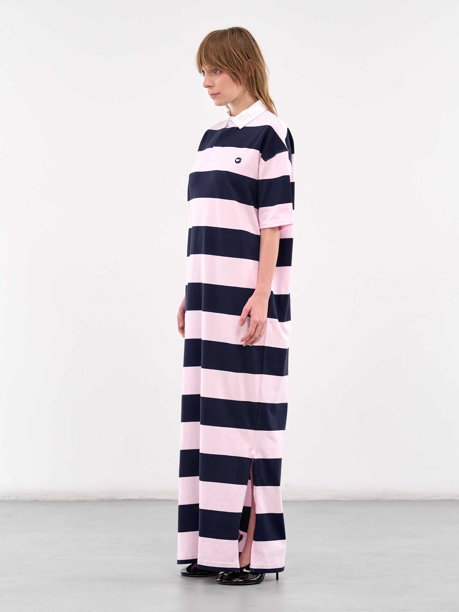 Striped Long Polo Dress (COPJS120F5026-PINK-BLUE)