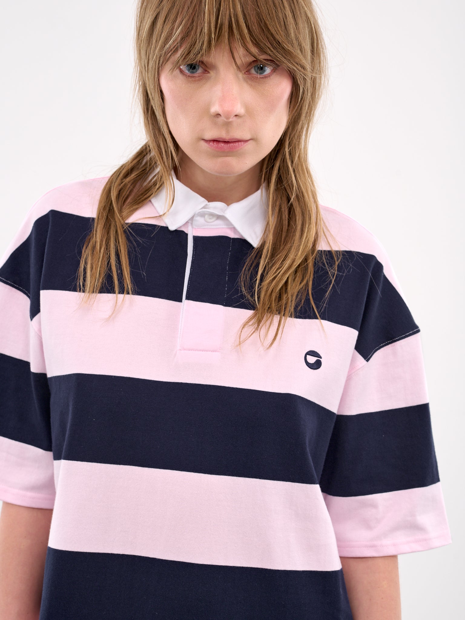 Striped Long Polo Dress (COPJS120F5026-PINK-BLUE)