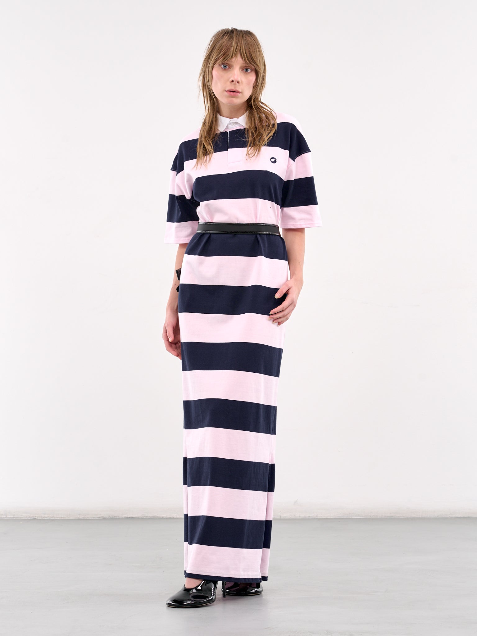 Striped Long Polo Dress (COPJS120F5026-PINK-BLUE)