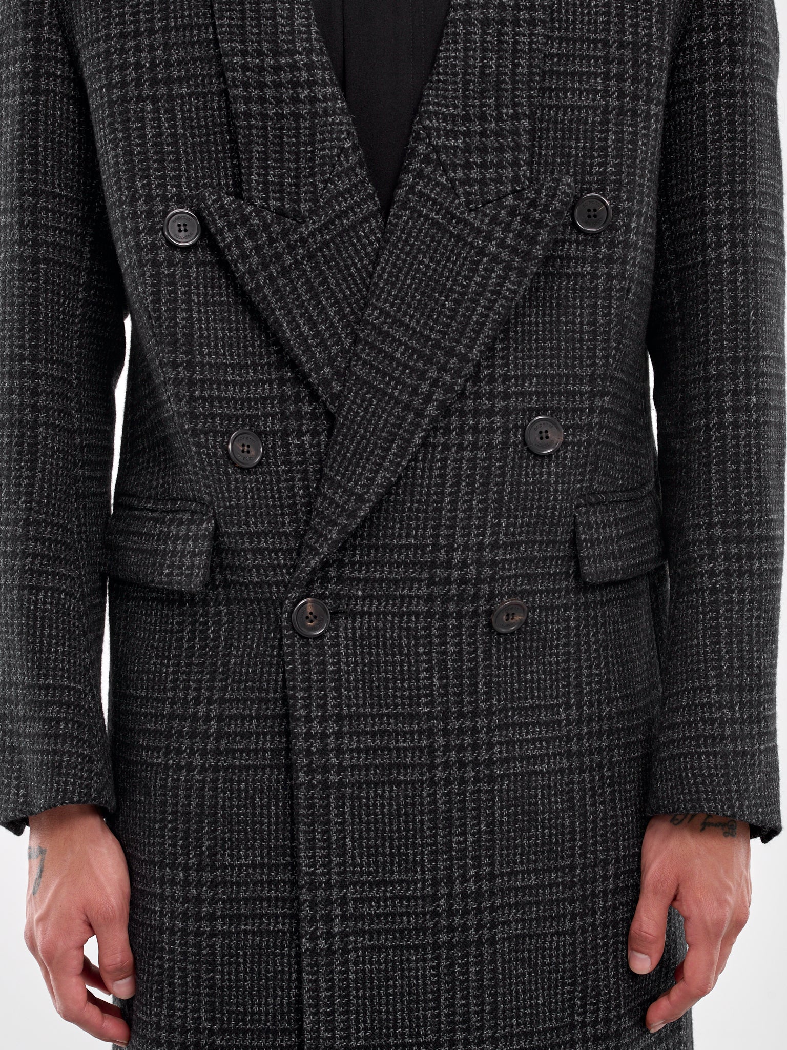 Glen Check Coat (COPM22F1002-BLACK-GREY)