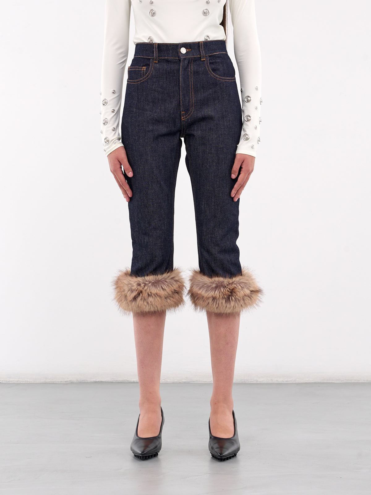 Faux Fur Trim Corsair Jeans (COPP103F2011-BLUE)