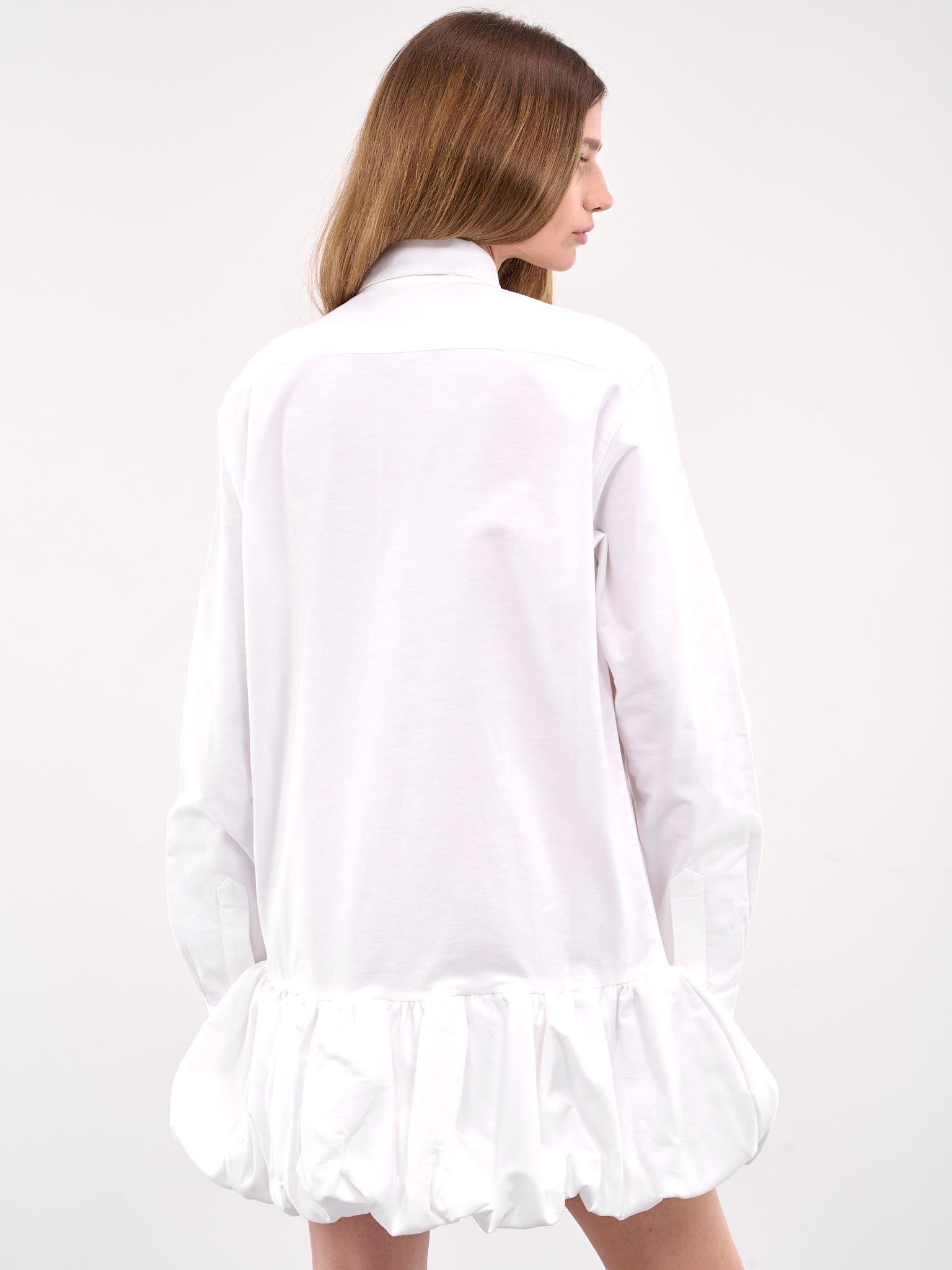 Gathered Hem Shirt Dress (COPR147F2018-WHITE)