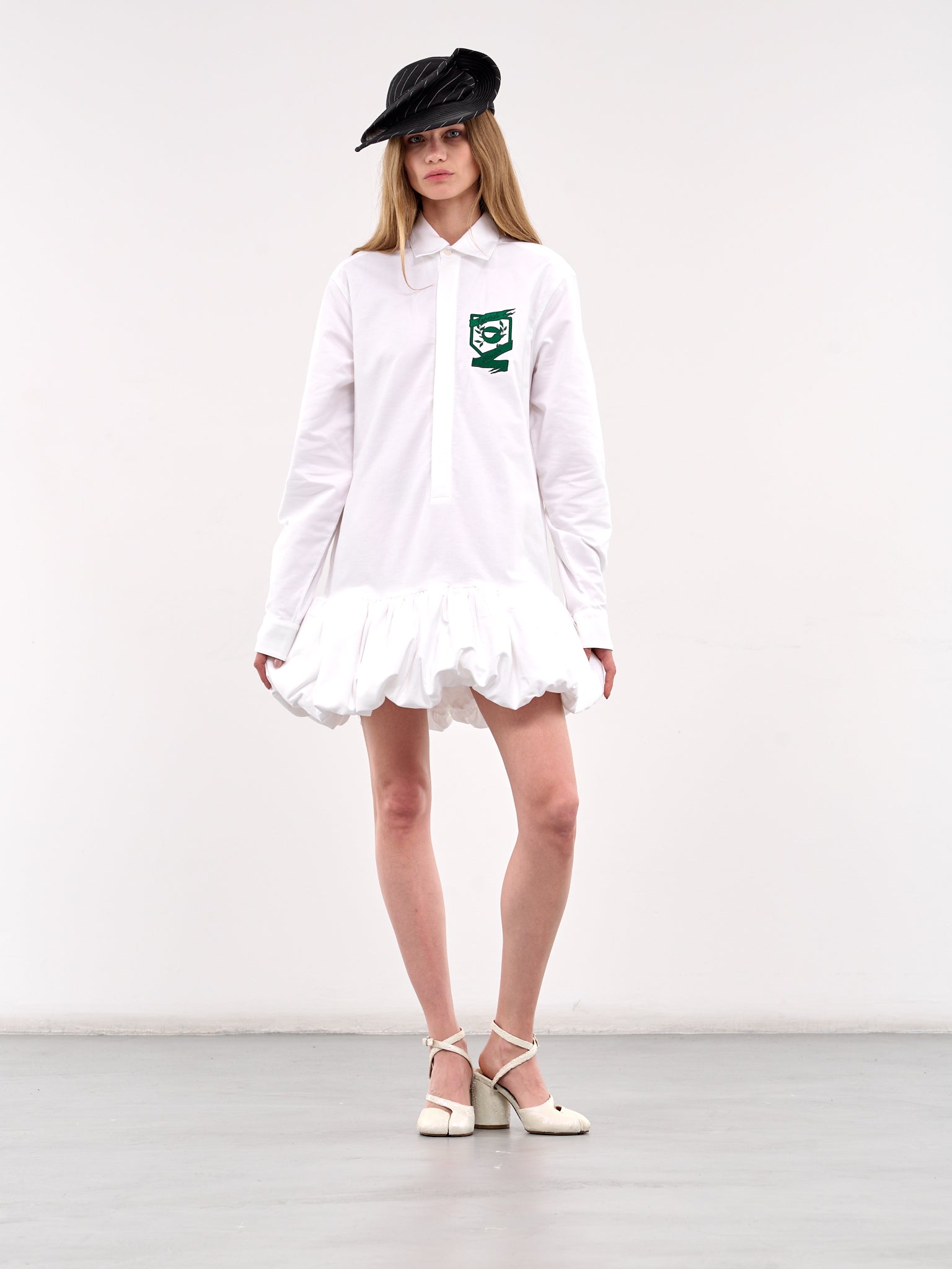 Gathered Hem Shirt Dress (COPR147F2018-WHITE)