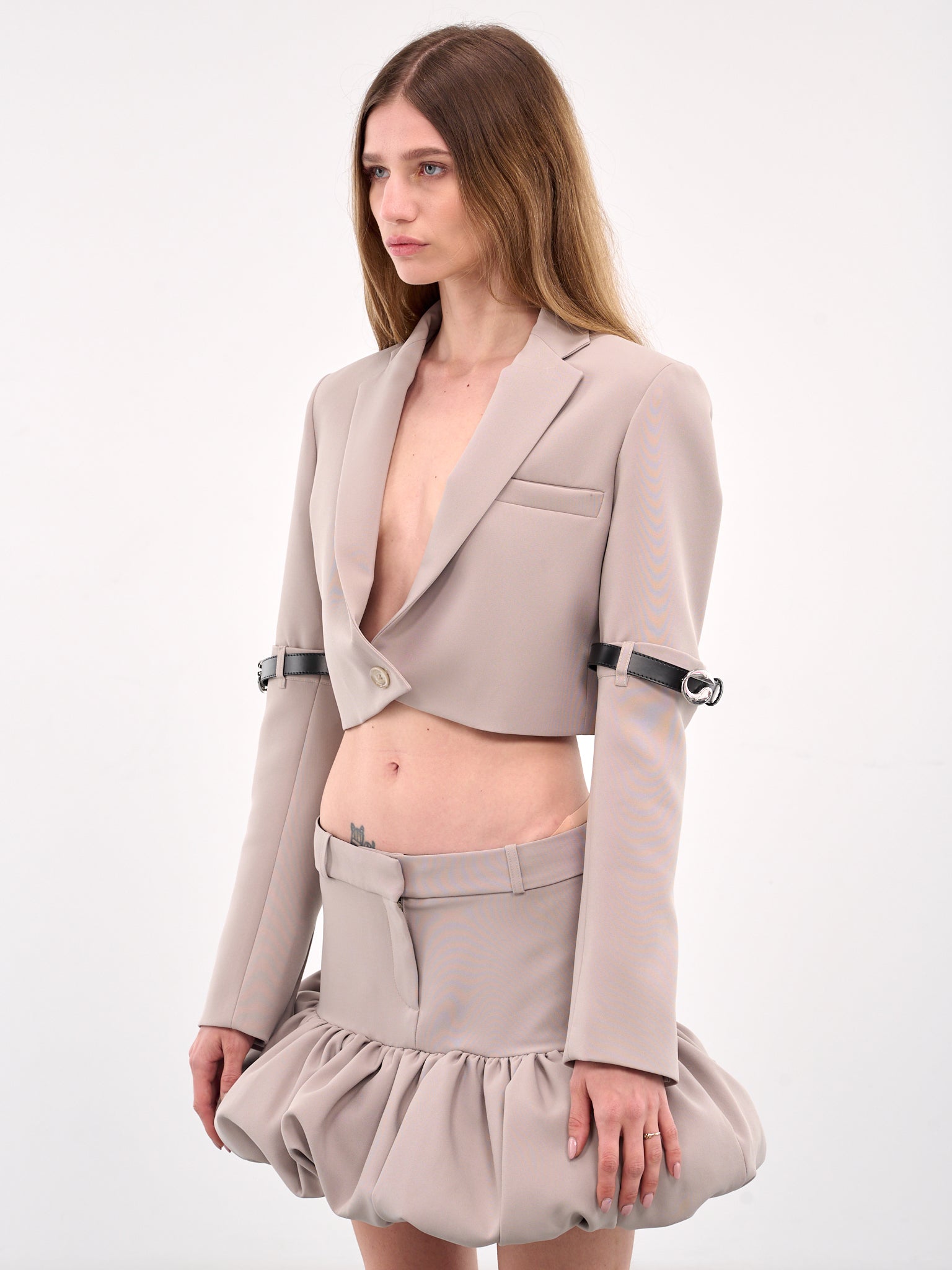 Hybrid Cropped Tailored Jacket (COPV74F3004-BEIGE)