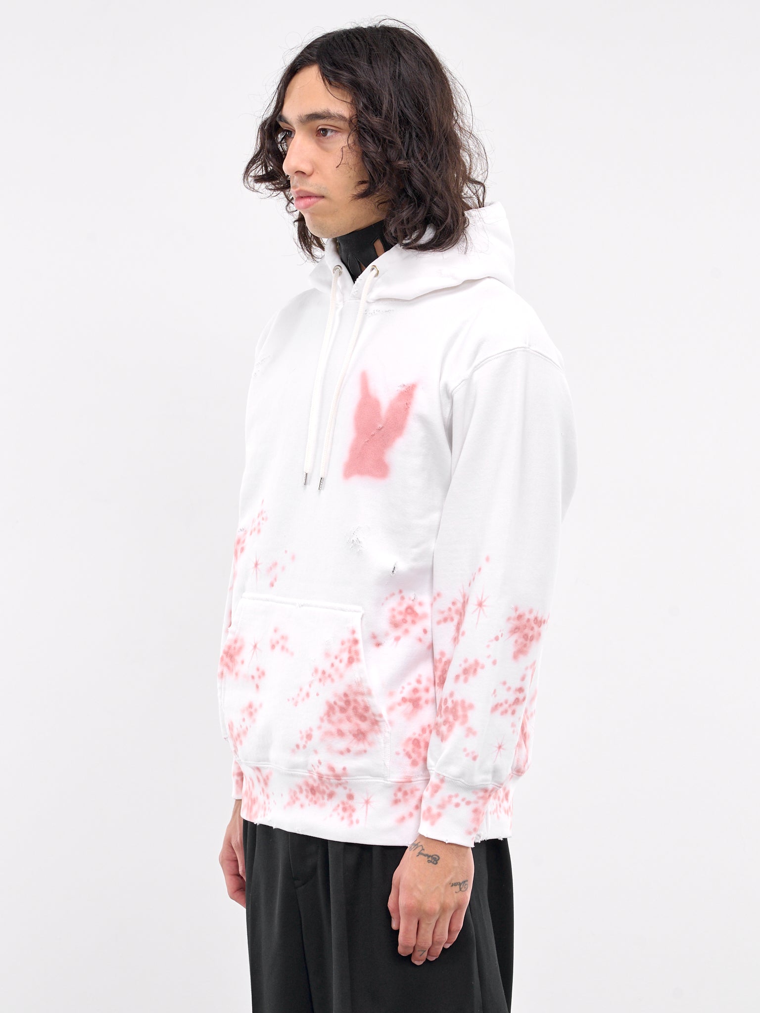 Distressed Graphic Hoodie (CS0424-WHITE)