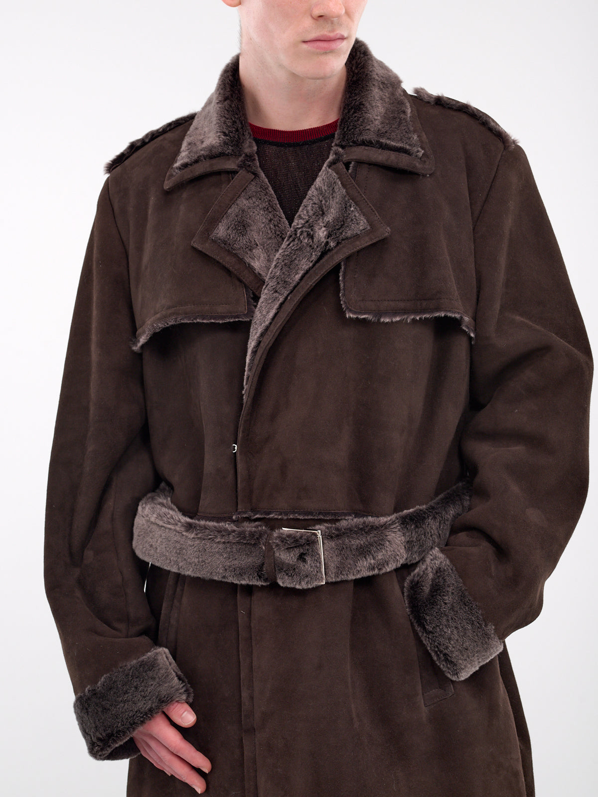 Deborah Long Shearling Coat (CT008-W-LEA-BROWN)