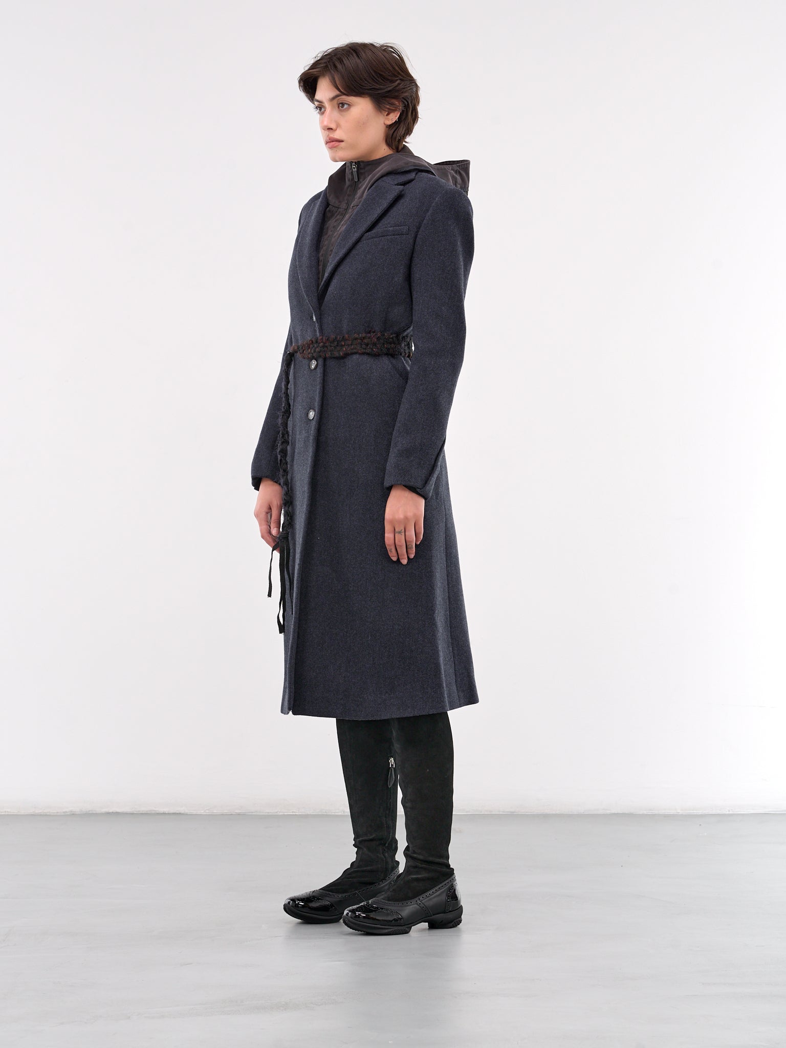 Ceramic Button Long Coat (CT3N-NAVY)