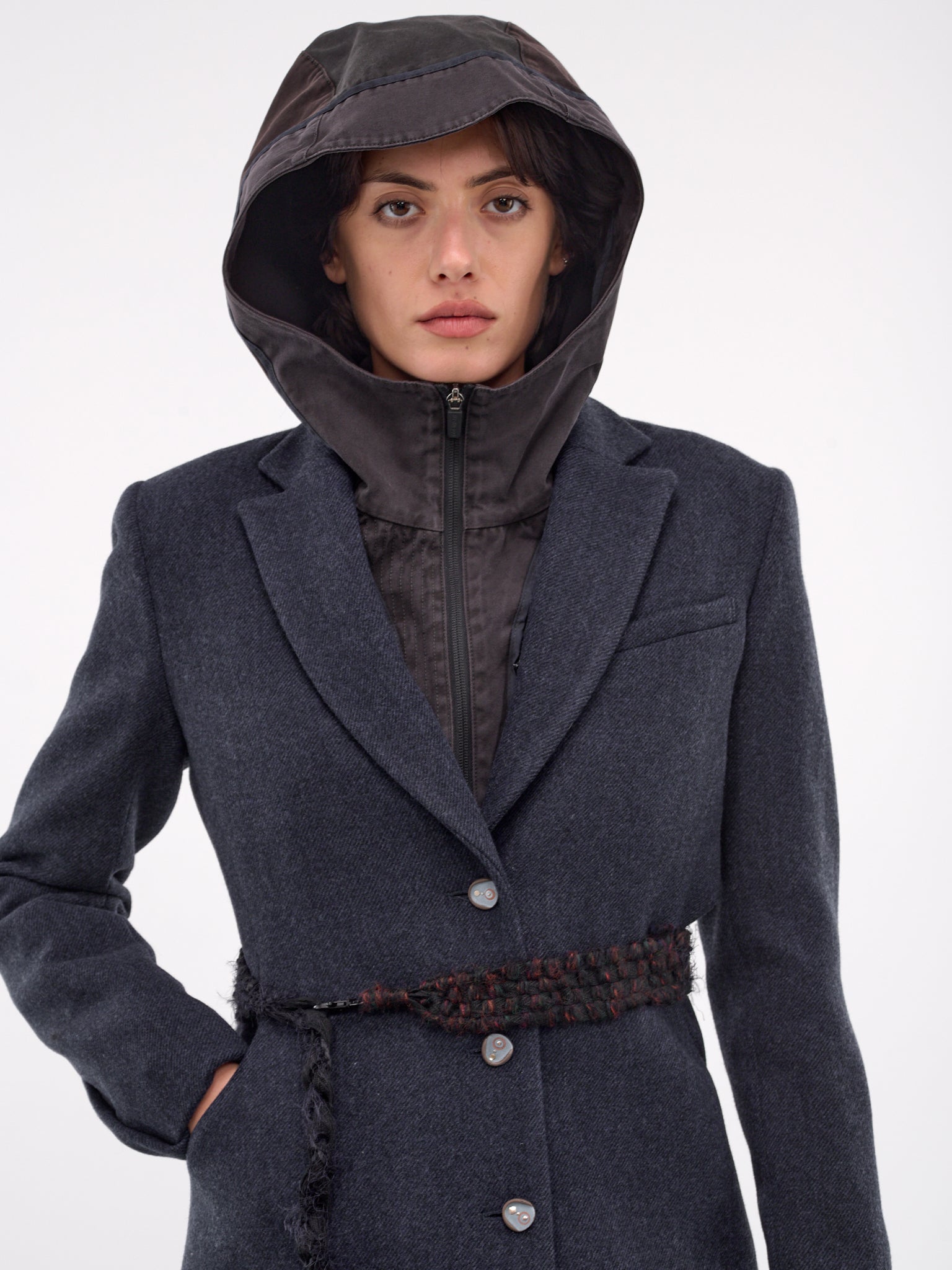 Ceramic Button Long Coat (CT3N-NAVY)