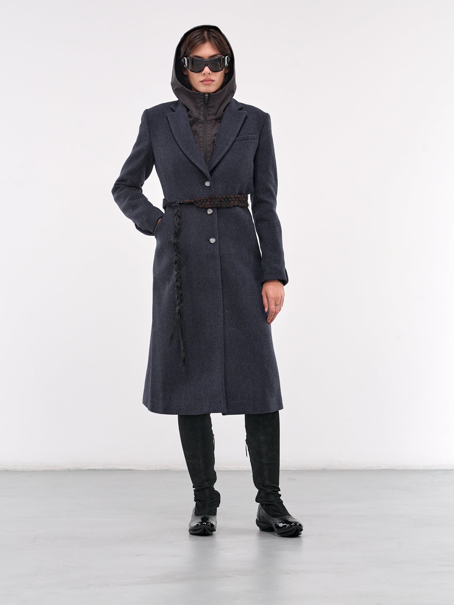 Ceramic Button Long Coat (CT3N-NAVY)