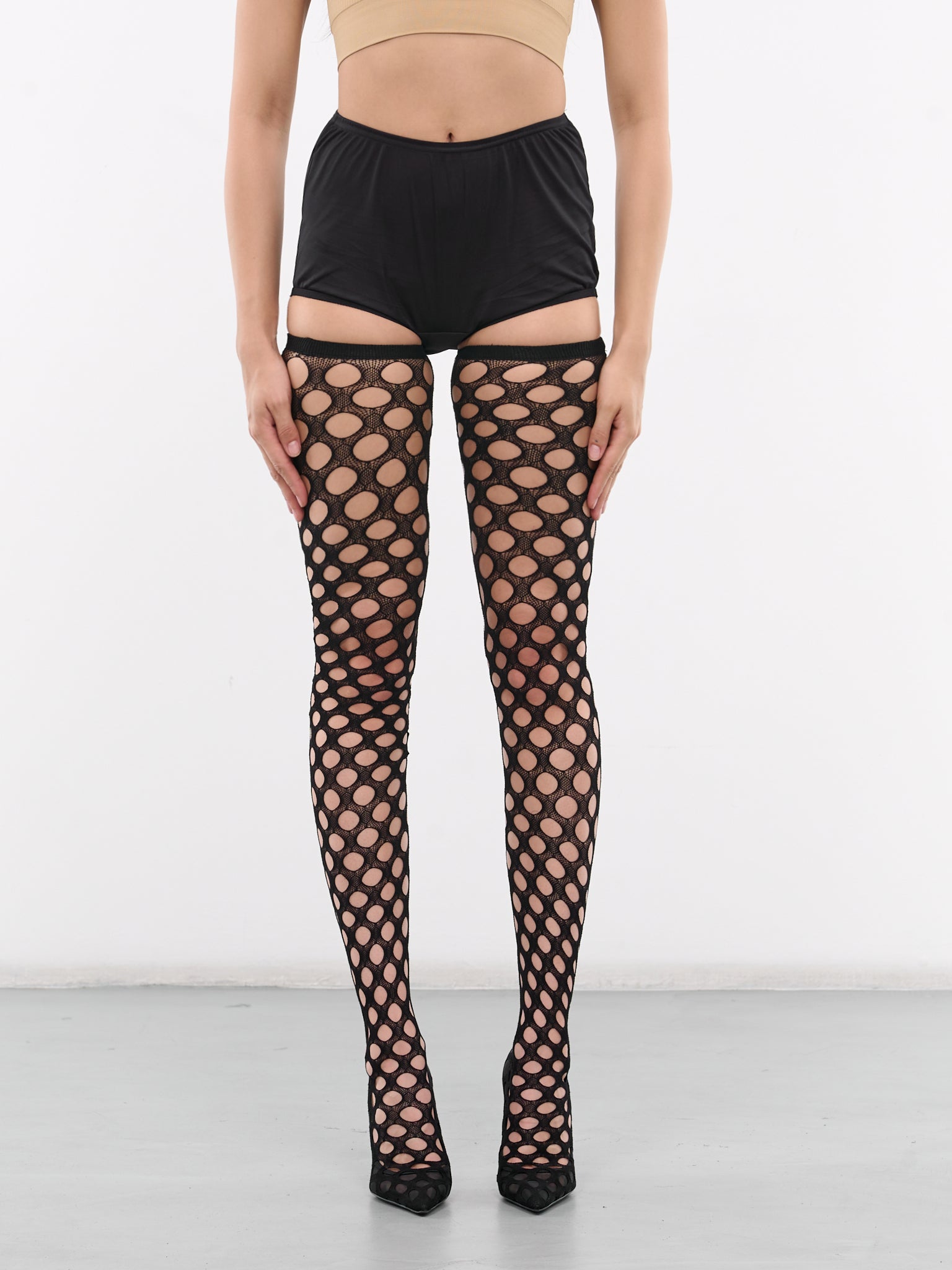 Mesh Thigh High Boots (CU1113-AU041-BLACK)