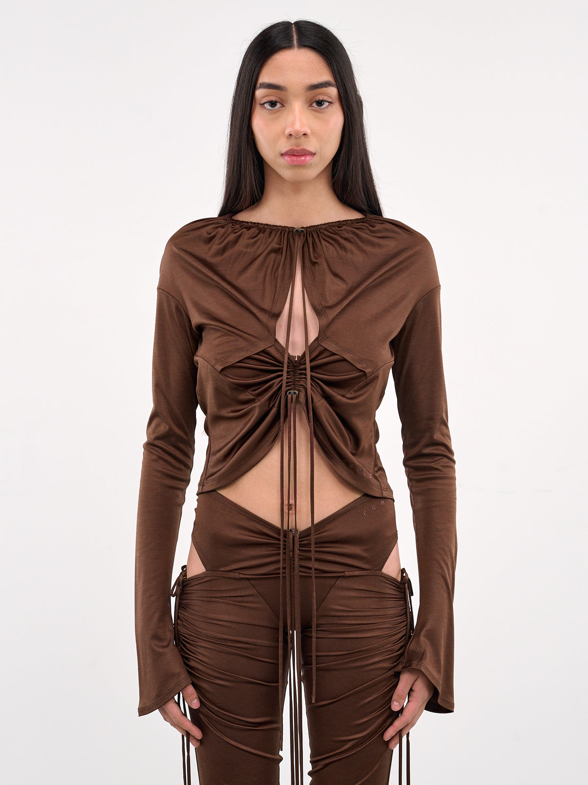 Ruched Blouse (CUB0BRB-BROWN-BURN)