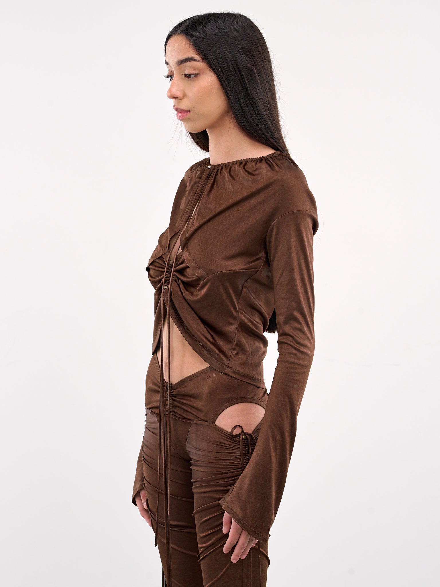 Ruched Blouse (CUB0BRB-BROWN-BURN)