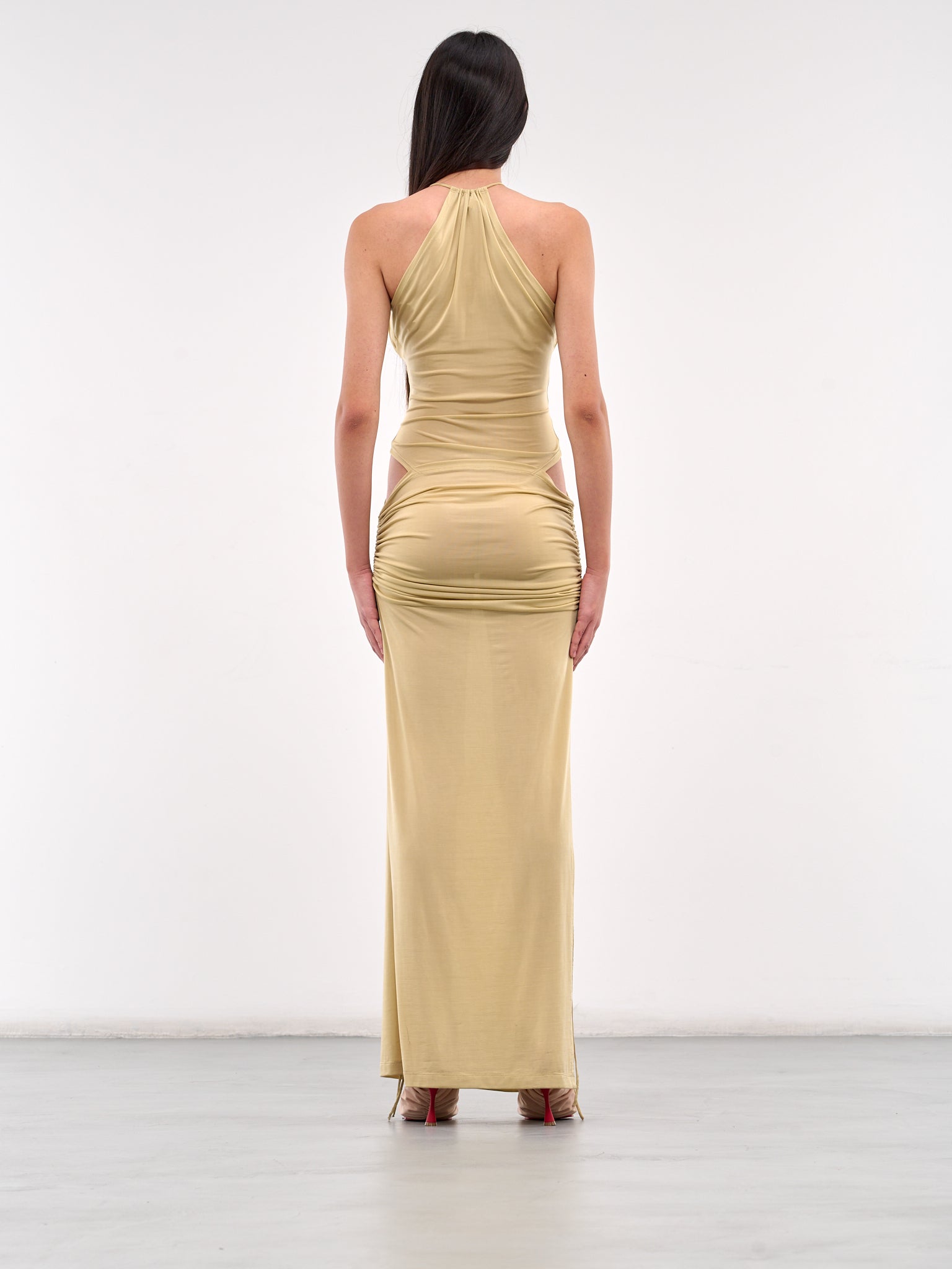 Ruched Maxed Dress (CUDR0POL-PALE-OLIVE)