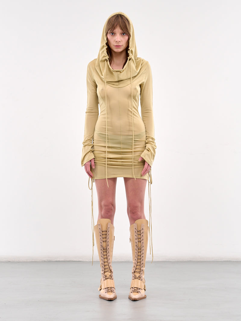 Hooded Mini Dress (CUHDR0POL-PALE-OLIVE)