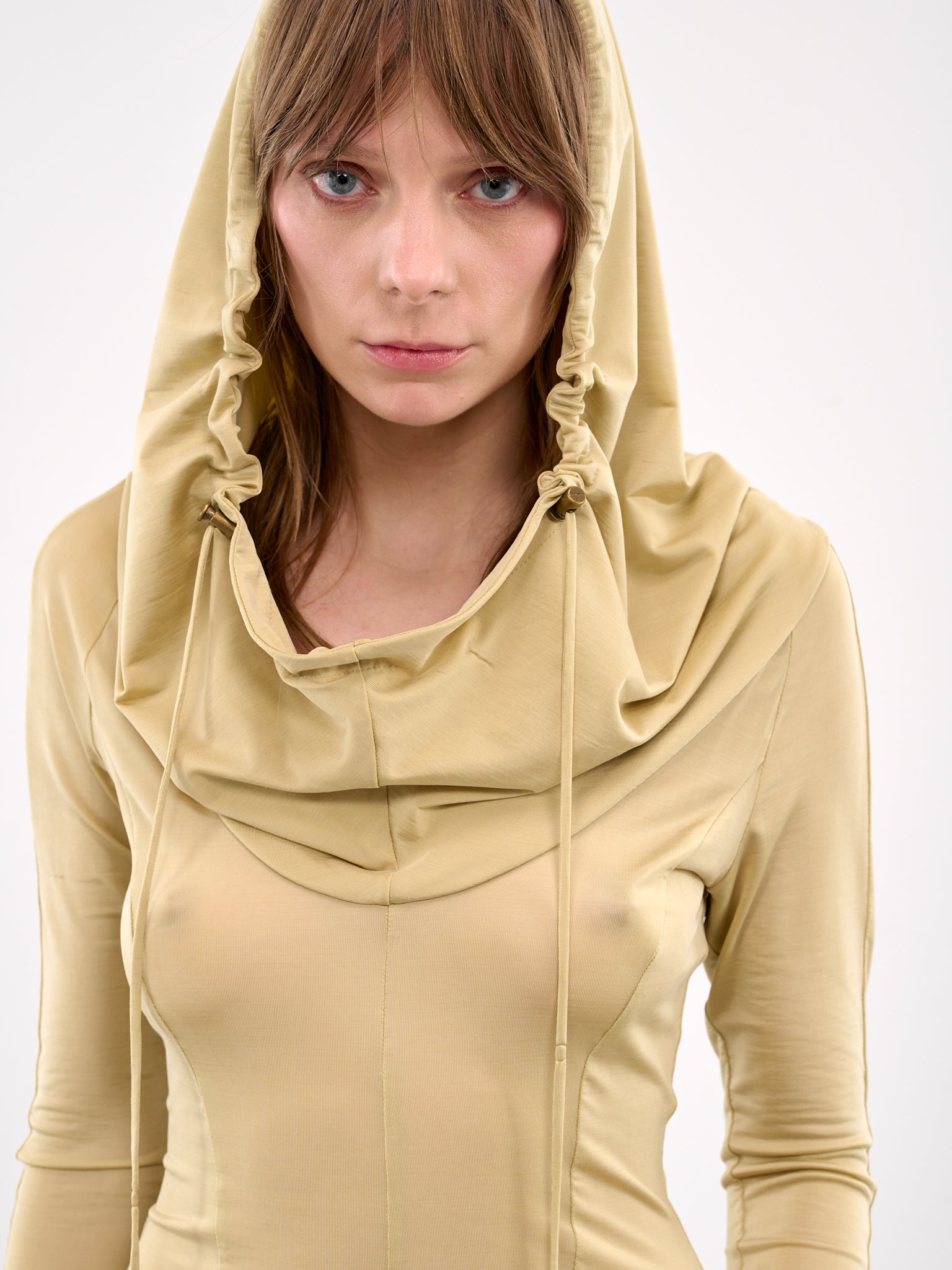 Hooded Mini Dress (CUHDR0POL-PALE-OLIVE)