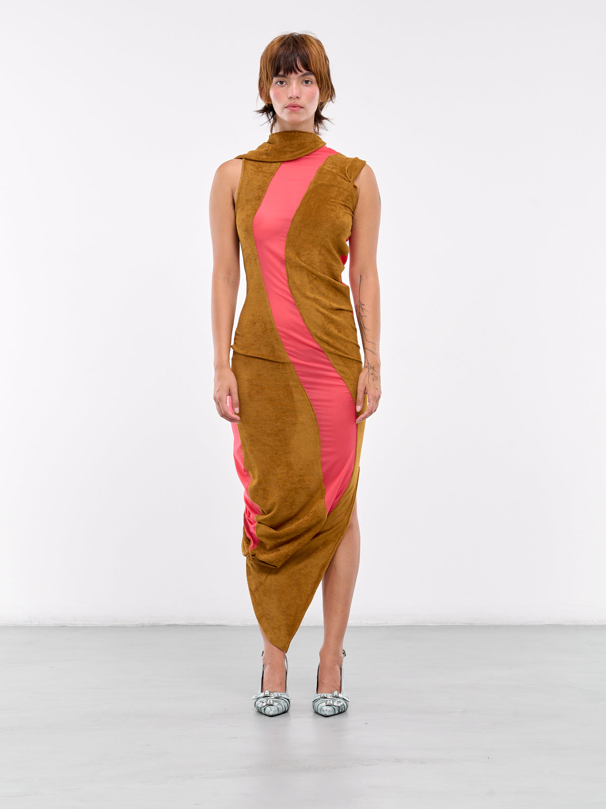 Pendle Dress (D03-35-CARAMEL-HOT-CORAL)