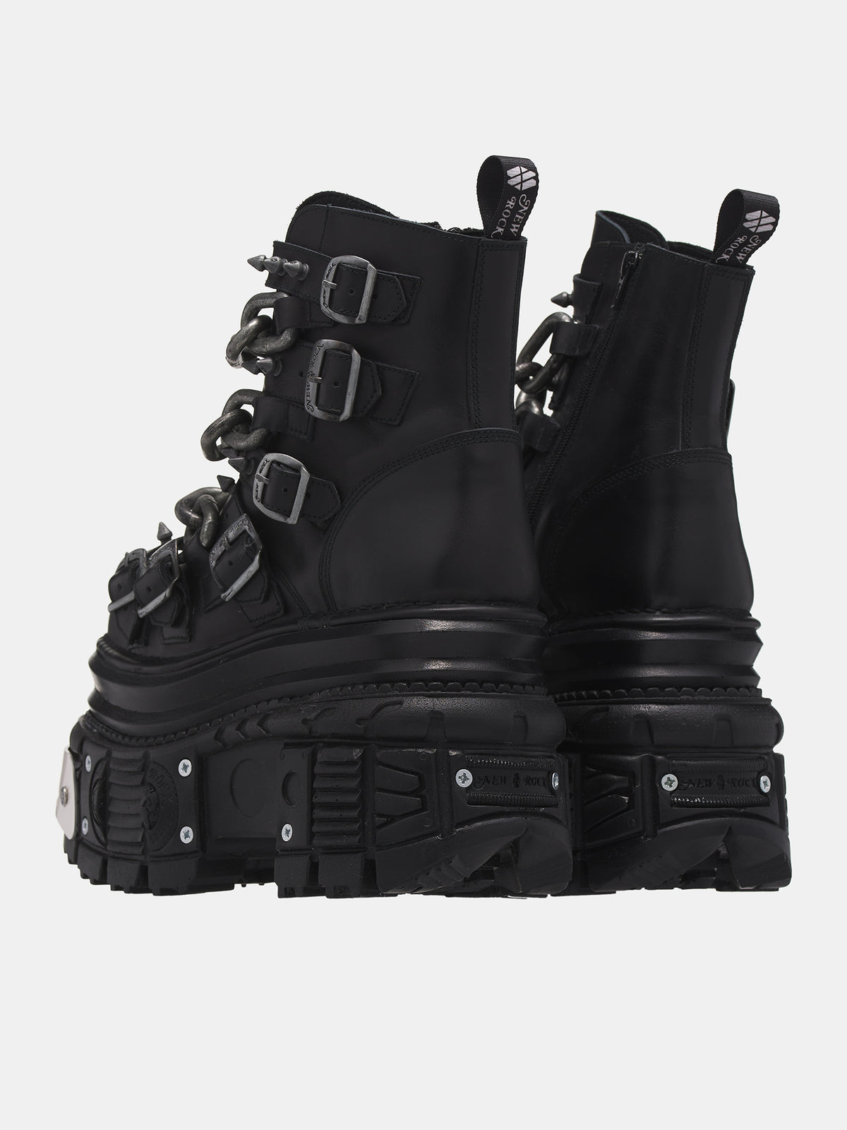 New Rock Chain Hiking Boots (D2NZ716-01-LEATHER-BLACK)