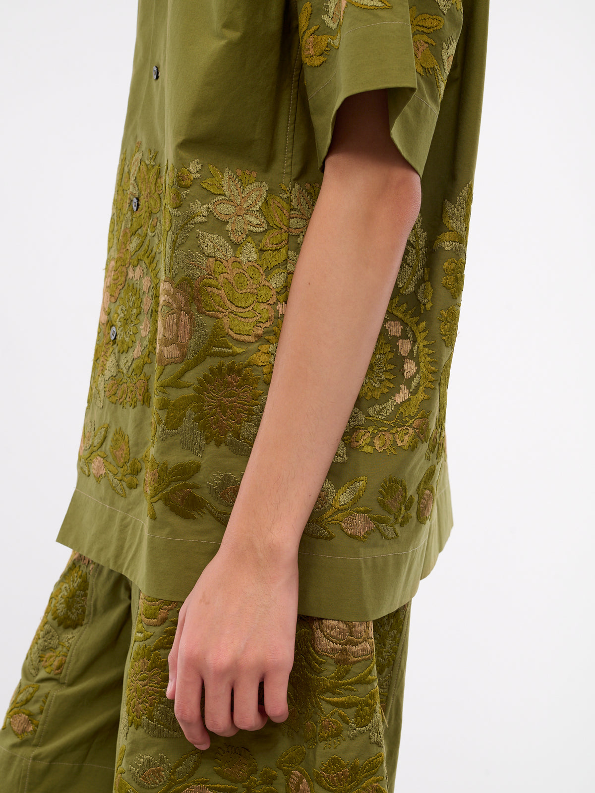 Embroidered Short Sleeve Shirt (DDMCC0015-MUSK-GREEN)