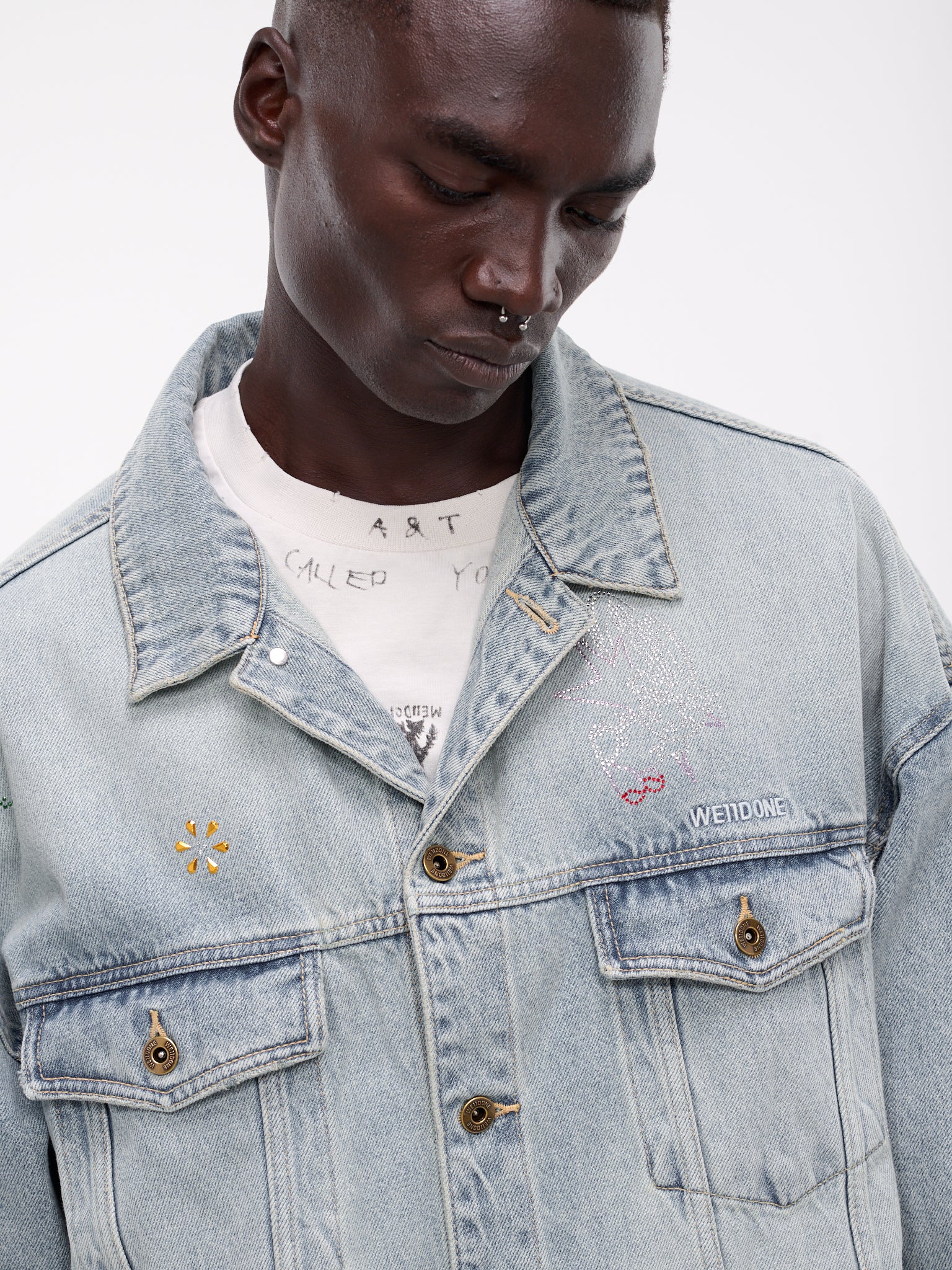 WE11DONE Rhinestone Oversized Denim Jacket | H. Lorenzo - detail 2