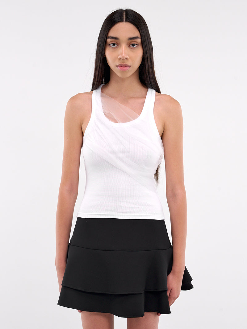 Front Tulle Gathered Tank (DK03T-WHITE)