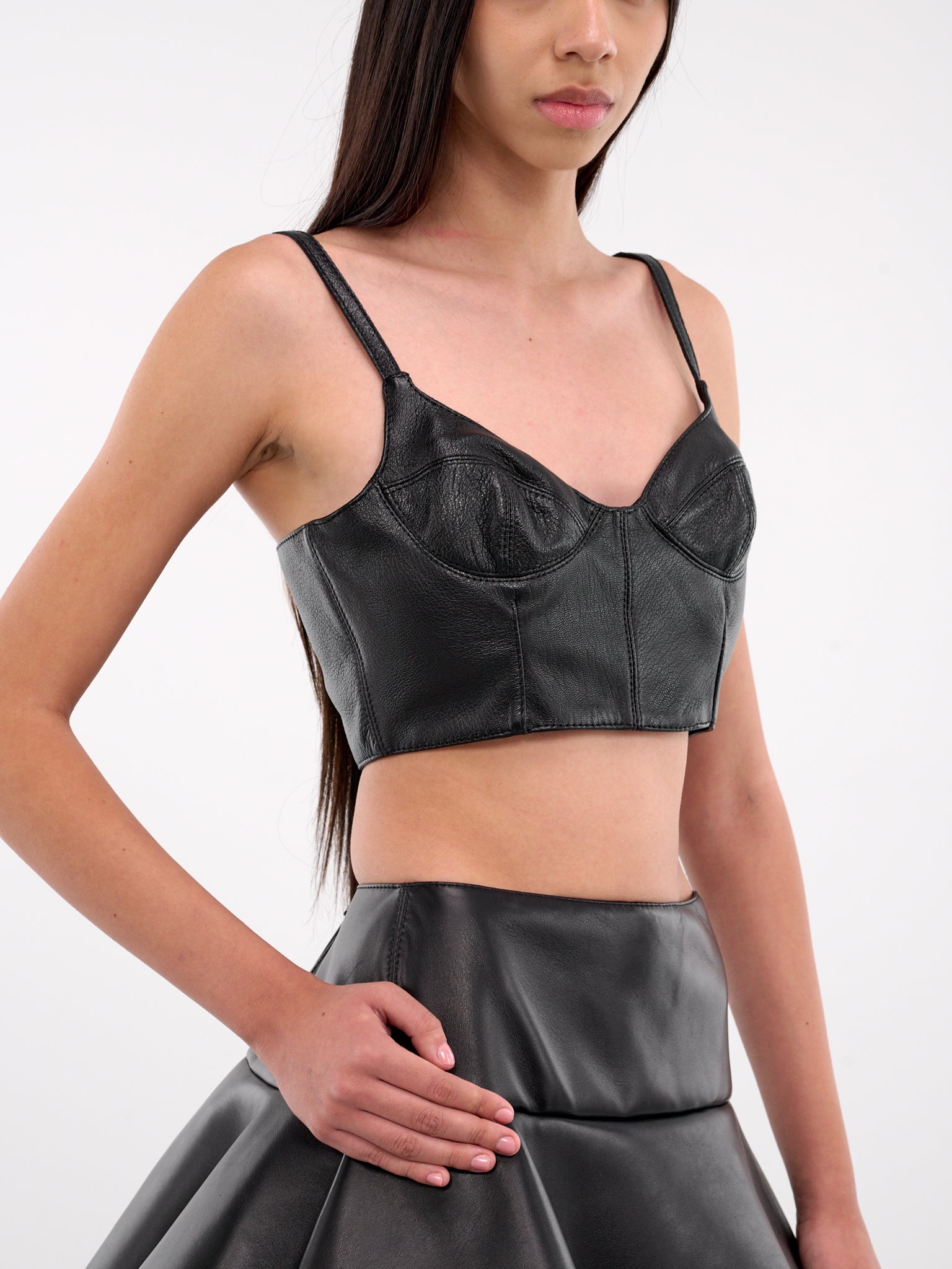 Cami Cup Leather Top (DK38T-BLACK)