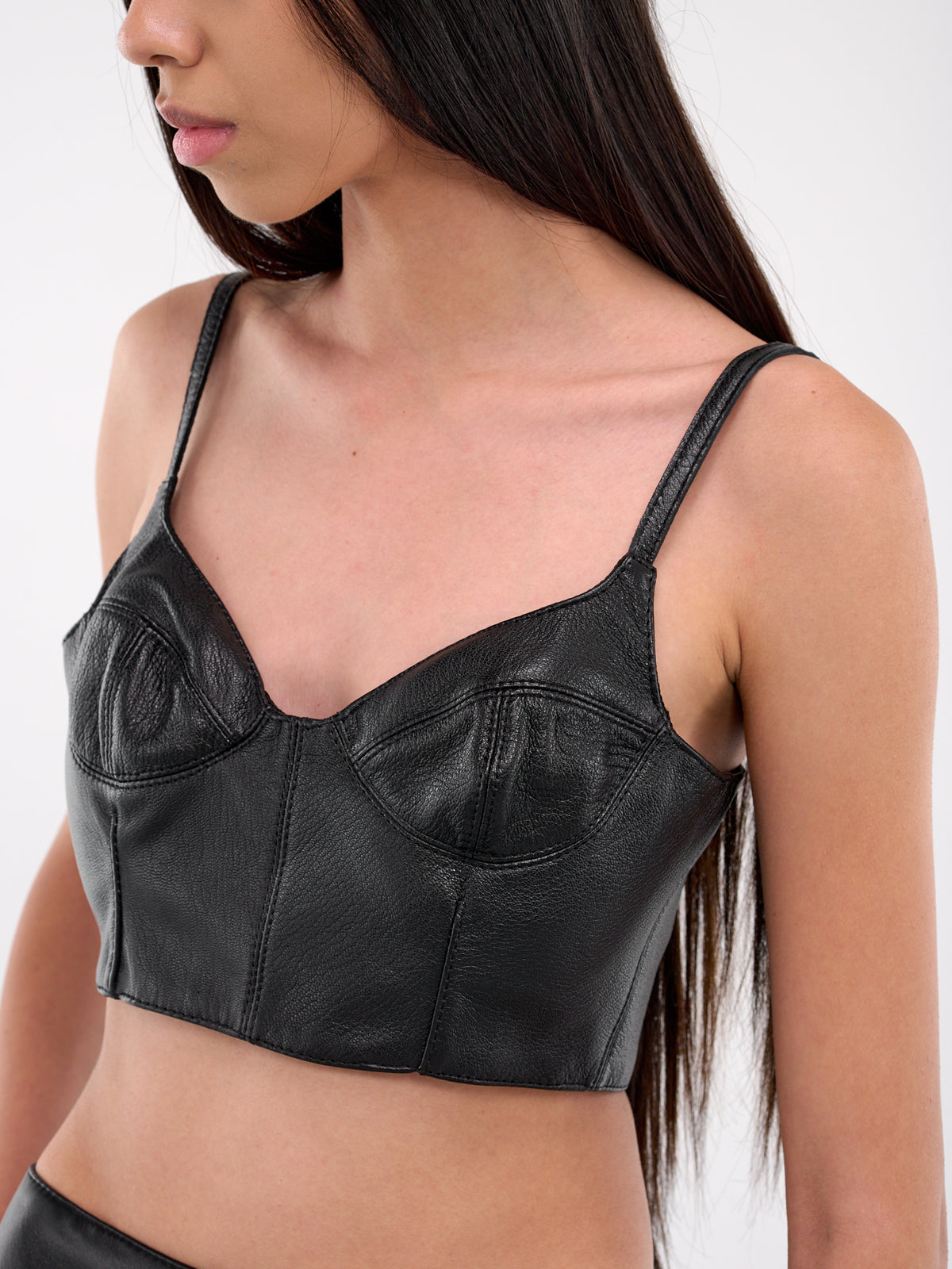 Cami Cup Leather Top (DK38T-BLACK)