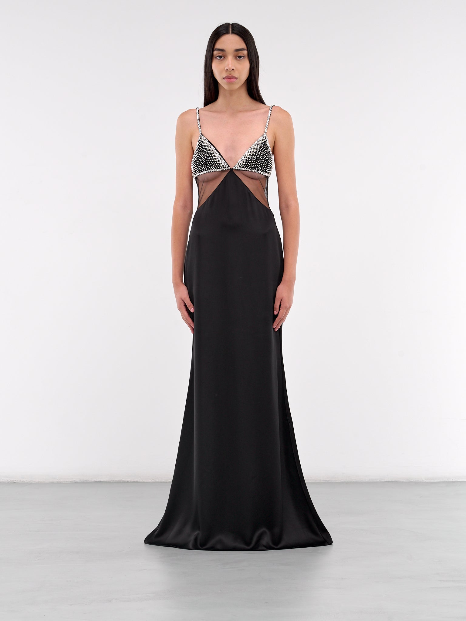 Crystal Bra Gown (DK49DL-BLACK-SILVER)