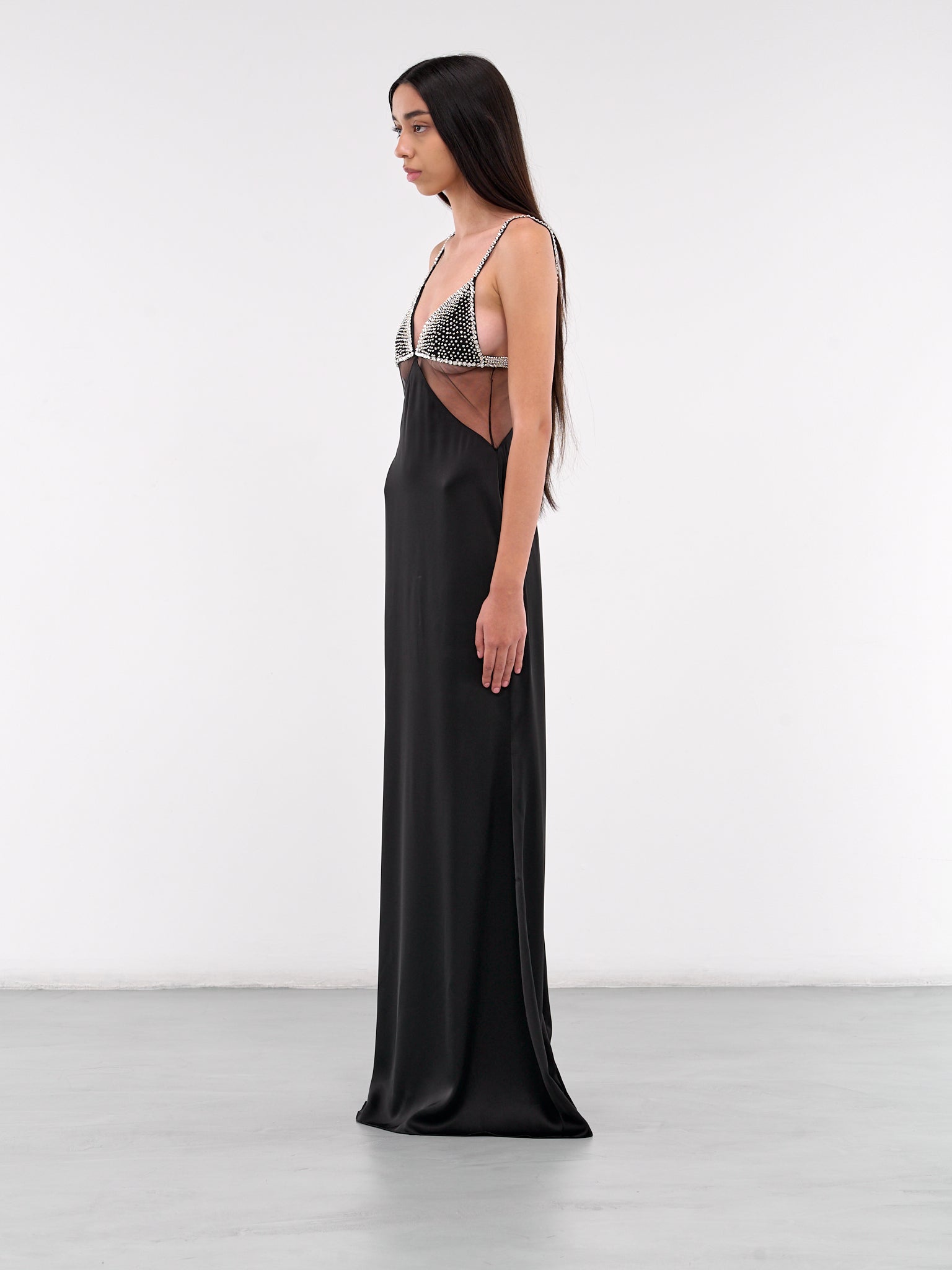 Crystal Bra Gown (DK49DL-BLACK-SILVER)