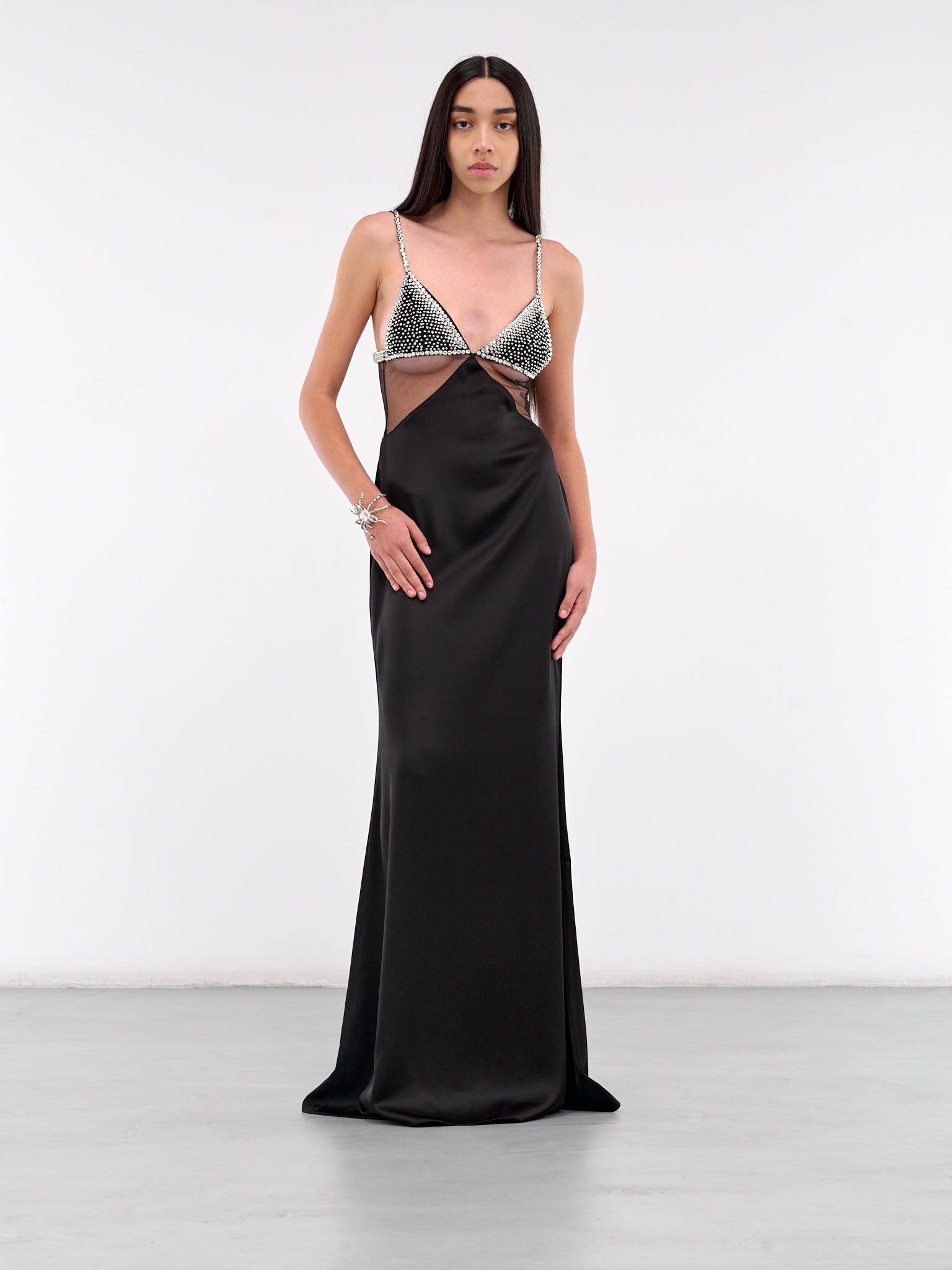 Crystal Bra Gown (DK49DL-BLACK-SILVER)