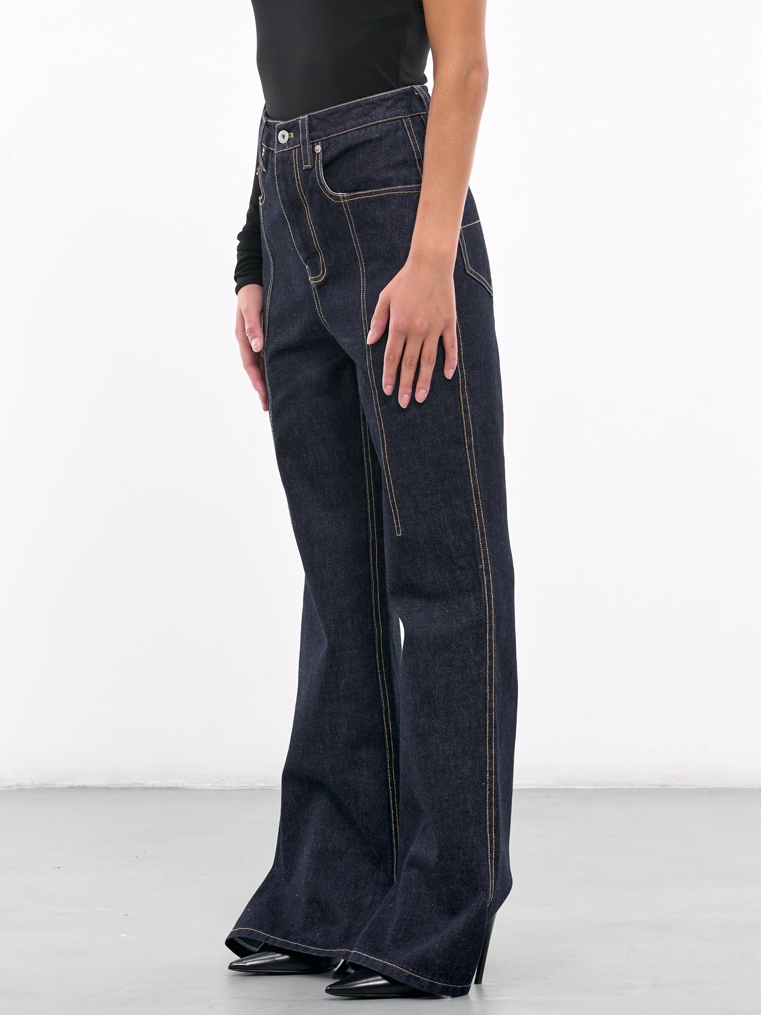 Paddled Hem Denim Pants (DMP2-DARK-BLUE)