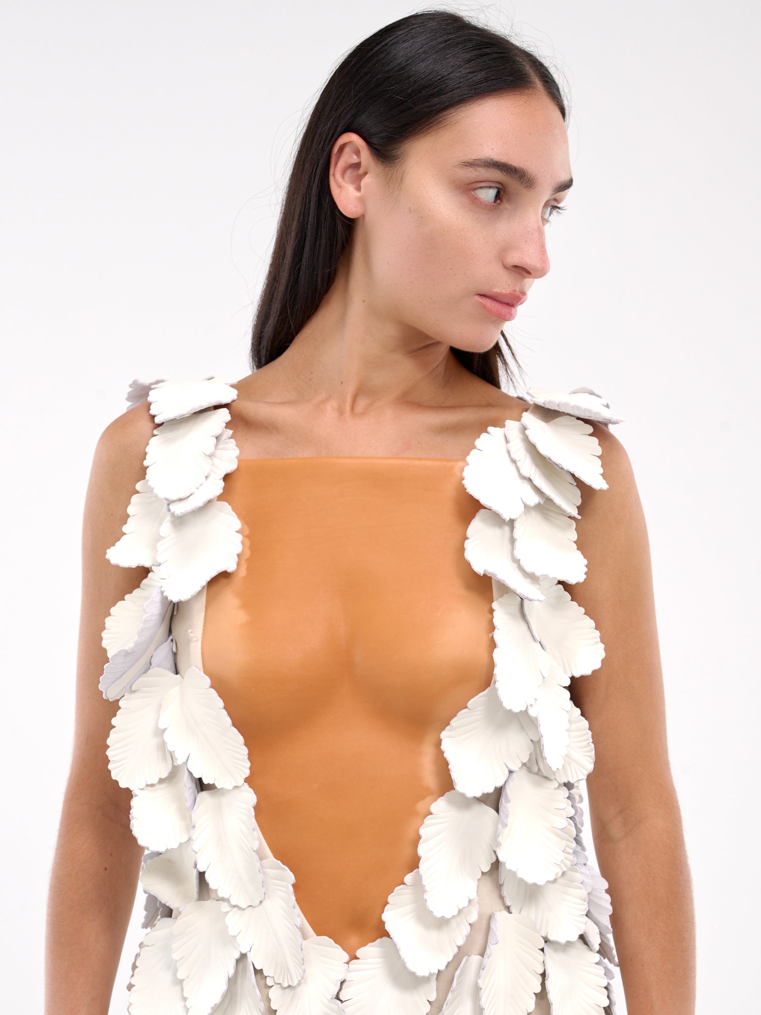 Leather Leaf Dress (DR03WH09-WHITE)