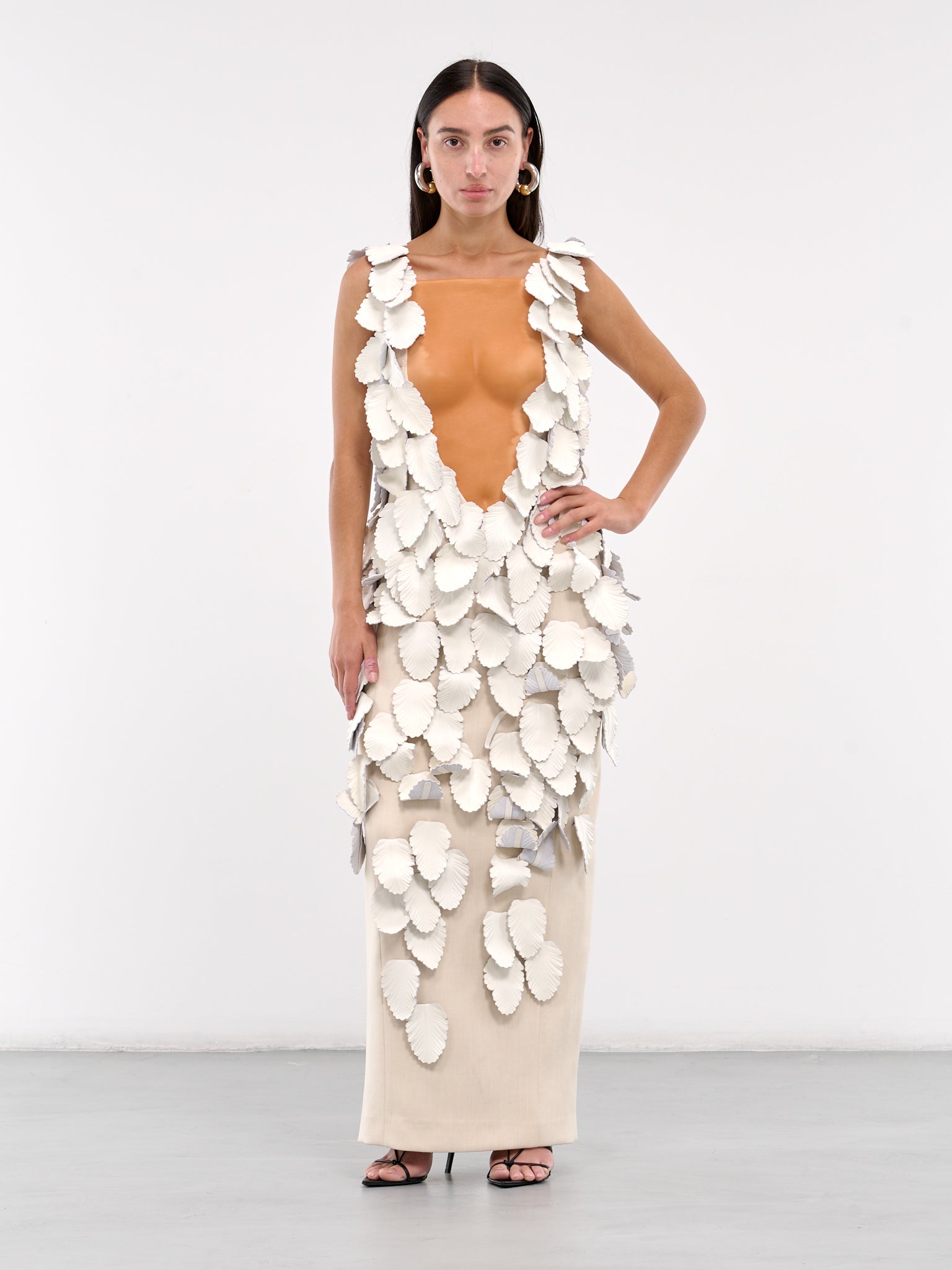 Leather Leaf Dress (DR03WH09-WHITE)